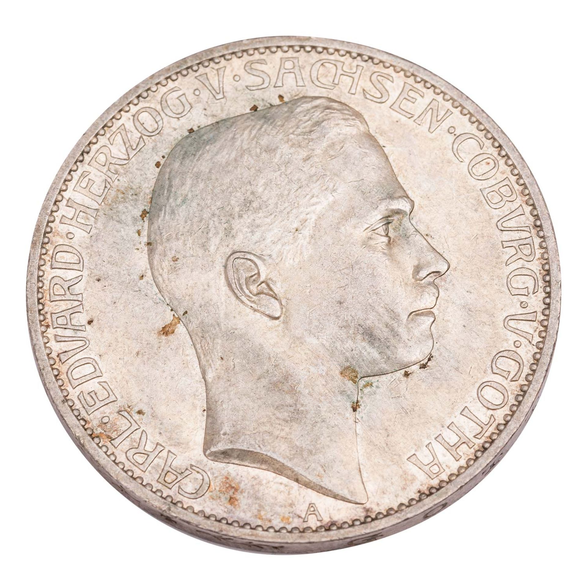 Herzogtum Sachsen-Coburg und Gotha/Silber - 5 Mark 1907/A, Herzog Carl Eduard, - Image 2 of 3