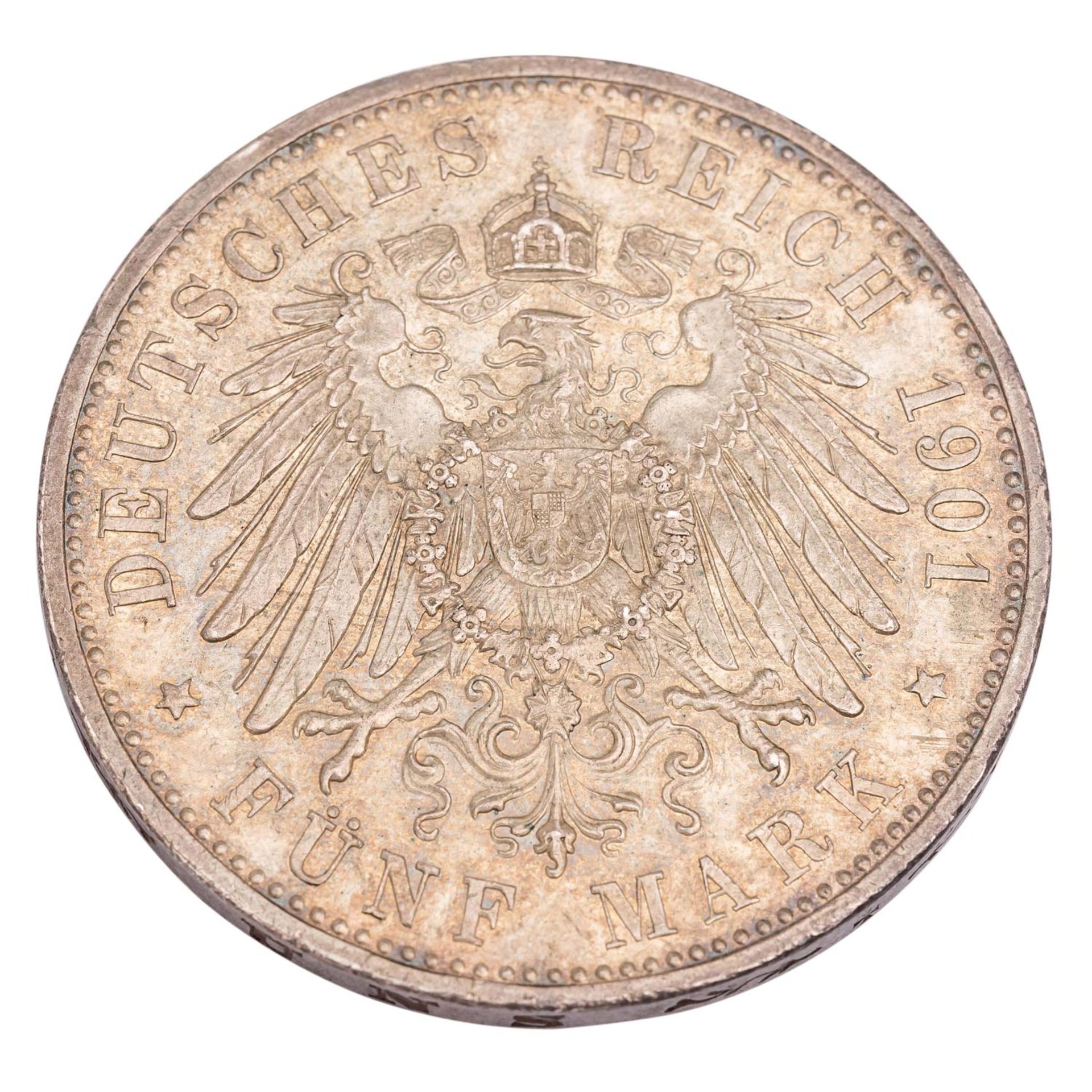 Herzogtum Sachsen-Meinungen/Silber - 5 Mark 1901/D, Georg II., - Bild 2 aus 3
