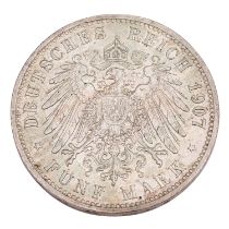 Herzogtum Sachsen-Coburg und Gotha/Silber - 5 Mark 1907/A, Herzog Carl Eduard,