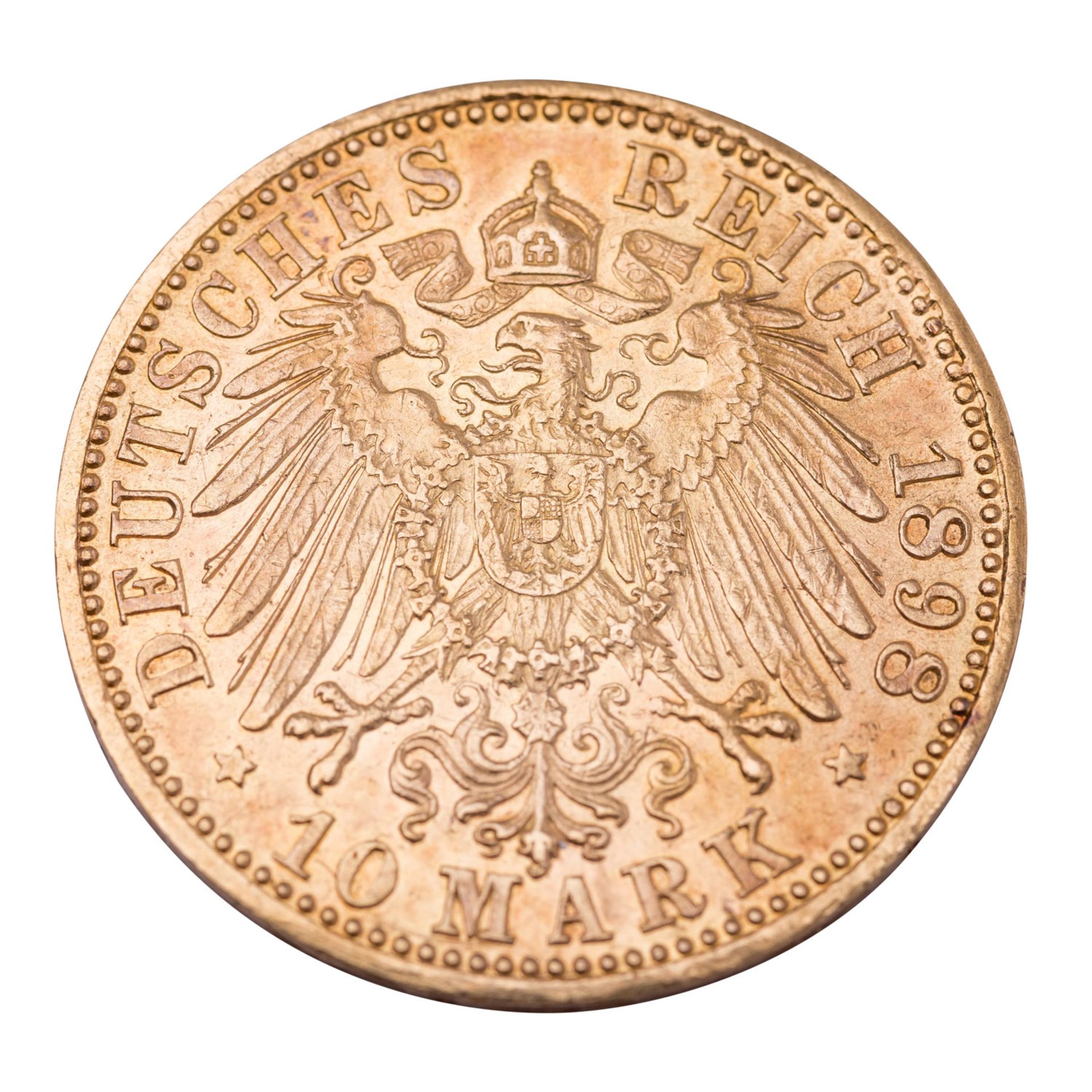 Dt. Kaiserreich /GOLD - Hessen, Ernst Ludwig 10 Mark 1898-A - Image 2 of 2