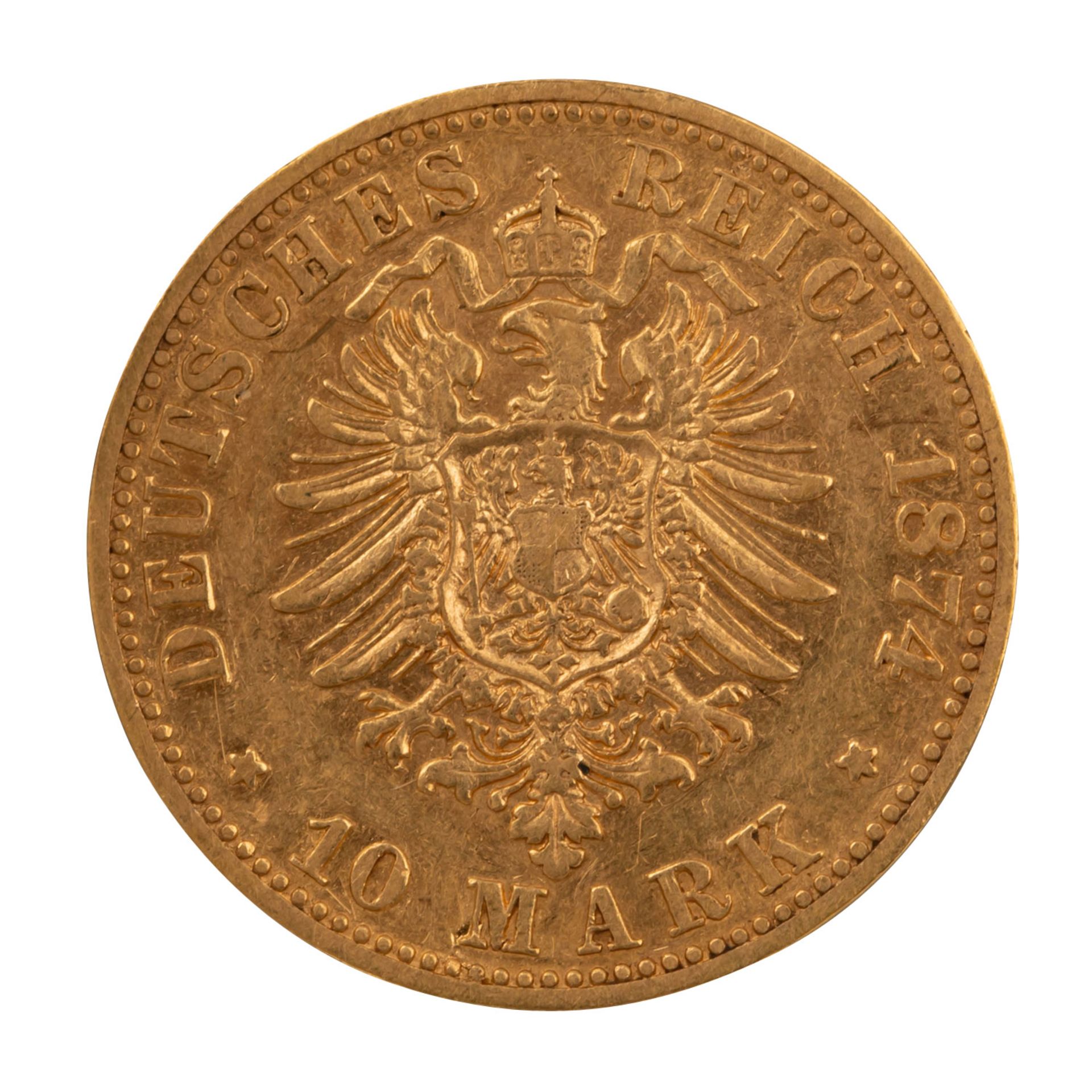 Großherzogtum Oldenburg/Gold - 10 Mark 1874/B,  - Bild 2 aus 2