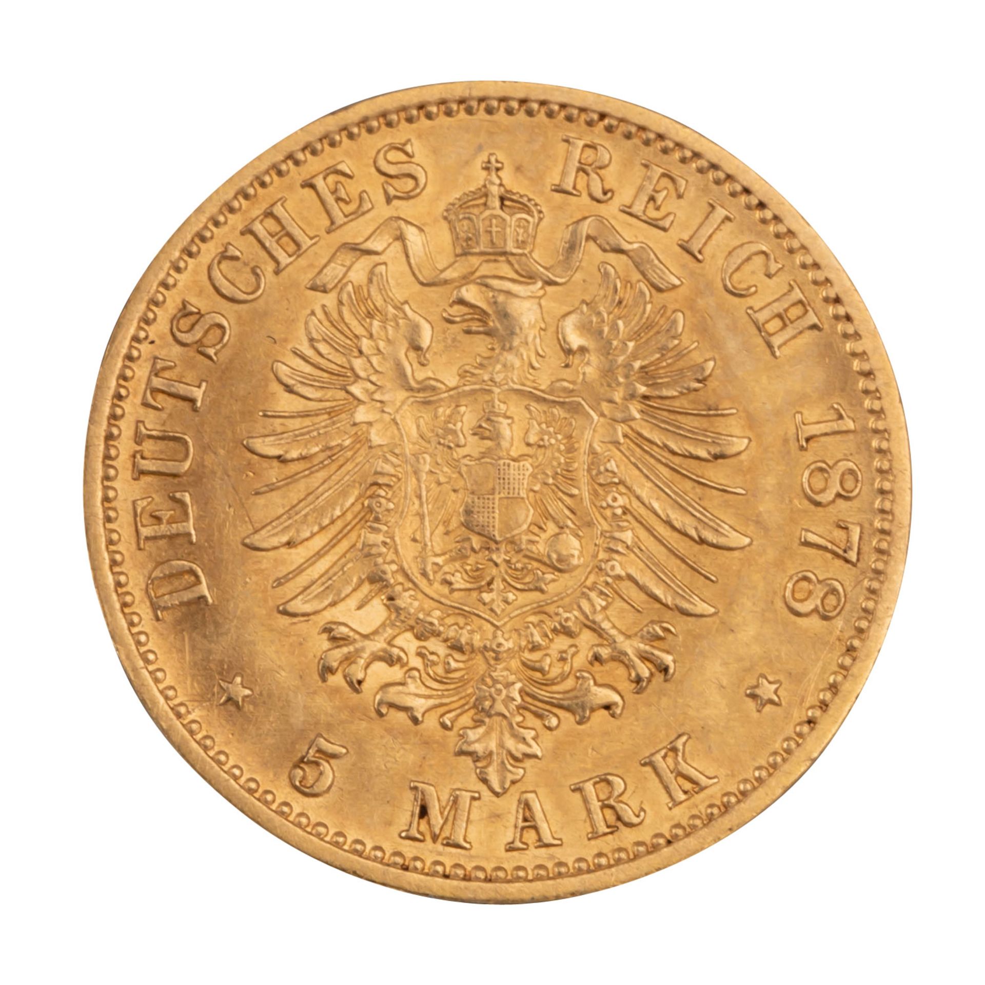 Königreich Preussen/Gold - 5 Mark 1878/A, Kaiser Wilhelm I. (1861-1888), - Image 2 of 2