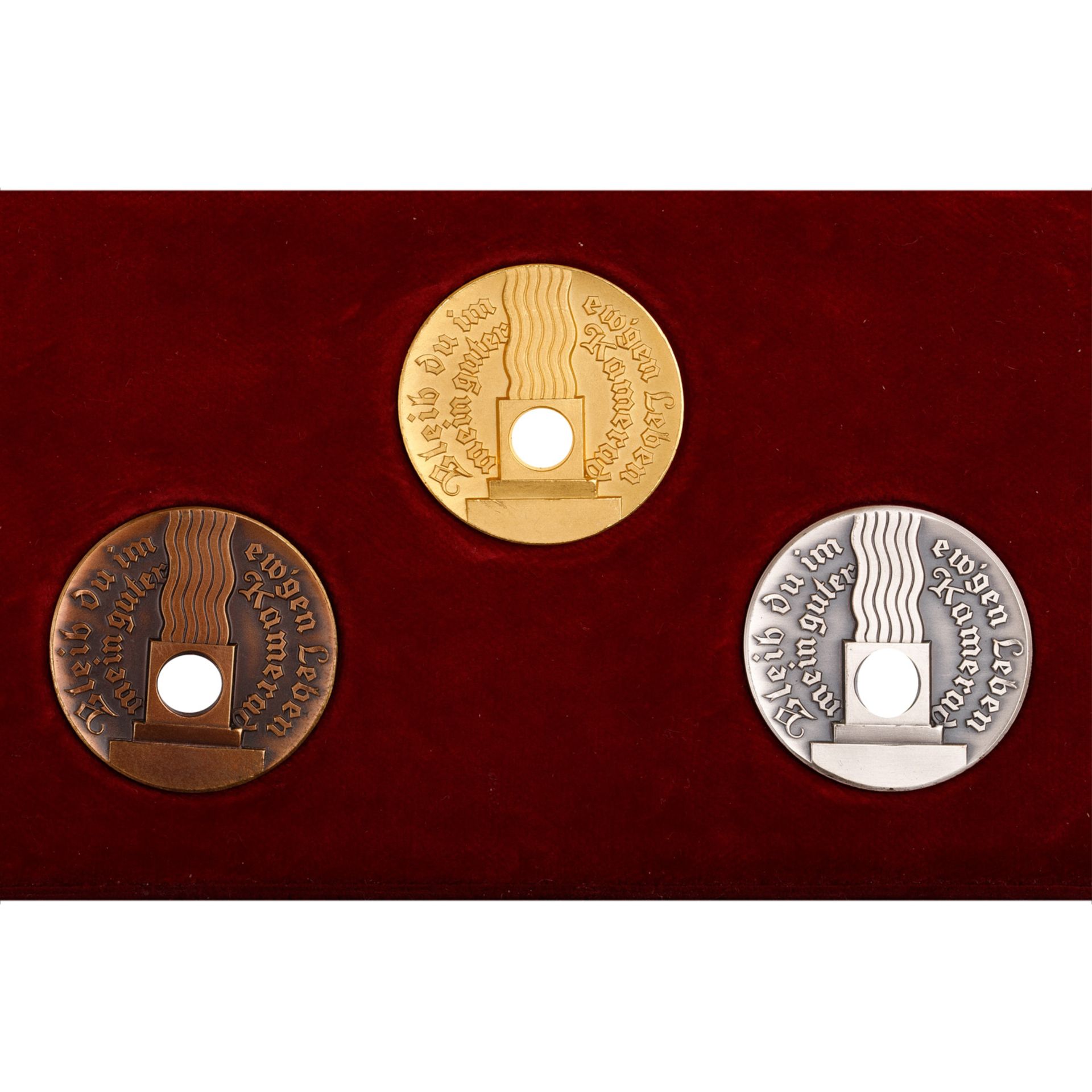 Deutsches Reich 1933-1945 - Extrem selten als Set angebotene Medaillen-Trilogie in GOLD (999), SILBE - Bild 4 aus 6