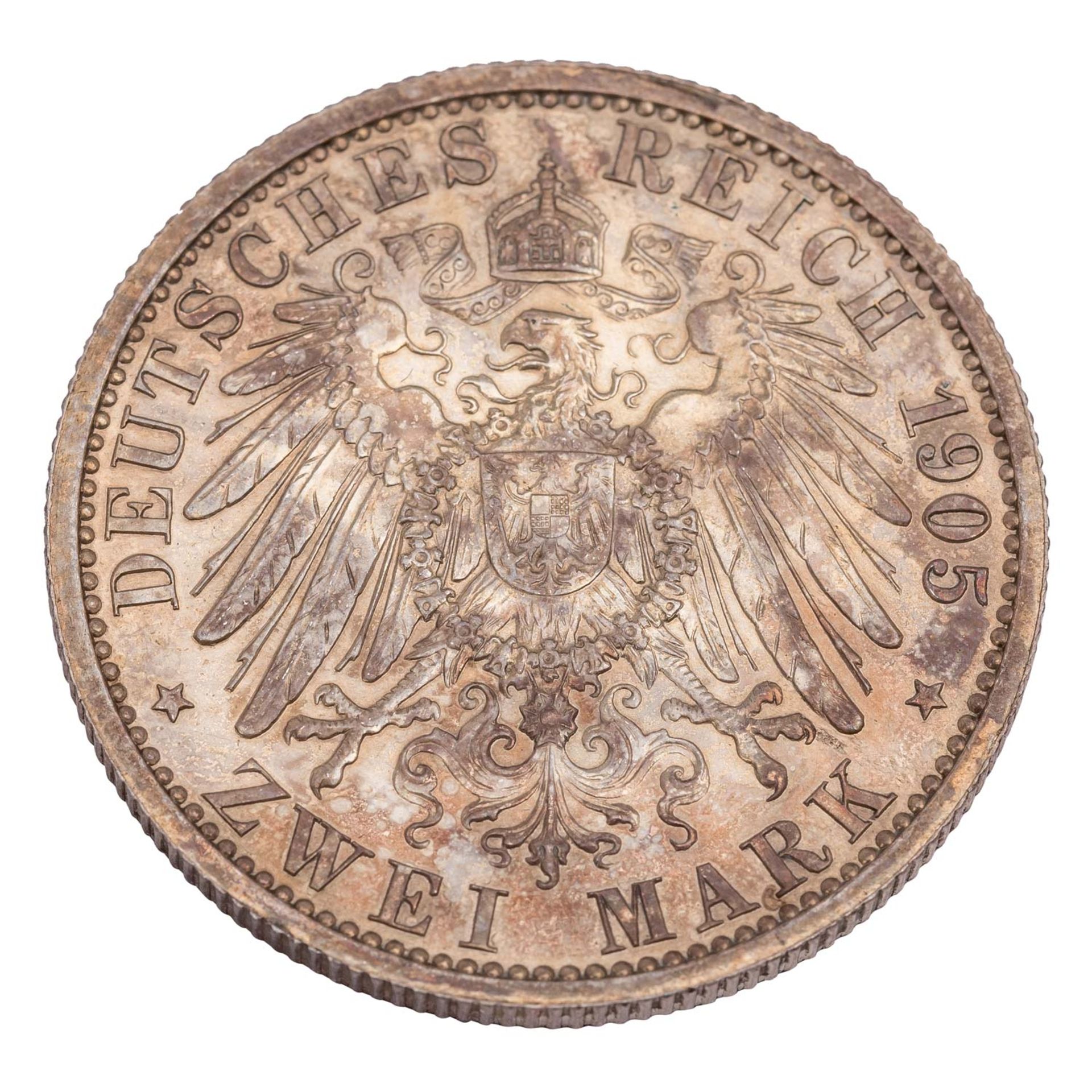 Deutsches Kaiserreich / Mecklenburg Strelitz - 2 Mark 1905,  Grossherzog Adolph Friedrich V, - Bild 2 aus 3