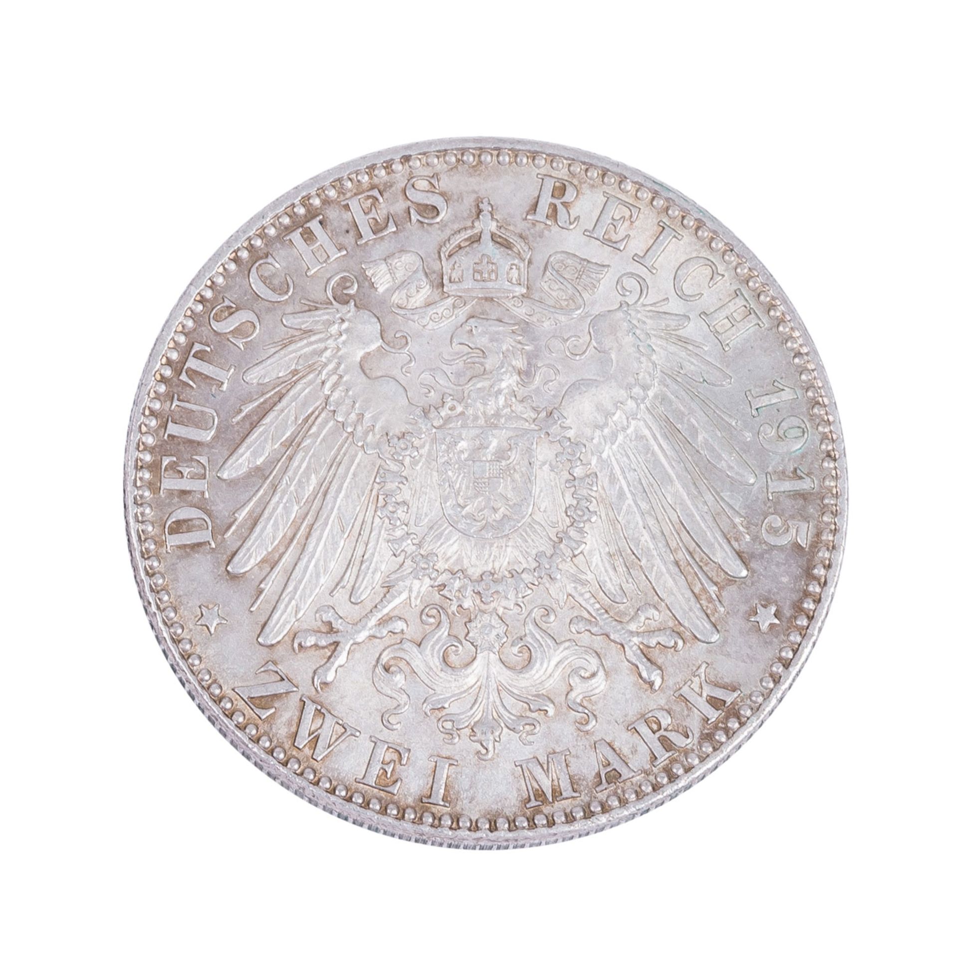 Herzogtum Sachsen-Meiningen/ Silber - 2 Mark 1915/D, Herzog Georg II., - Image 2 of 3