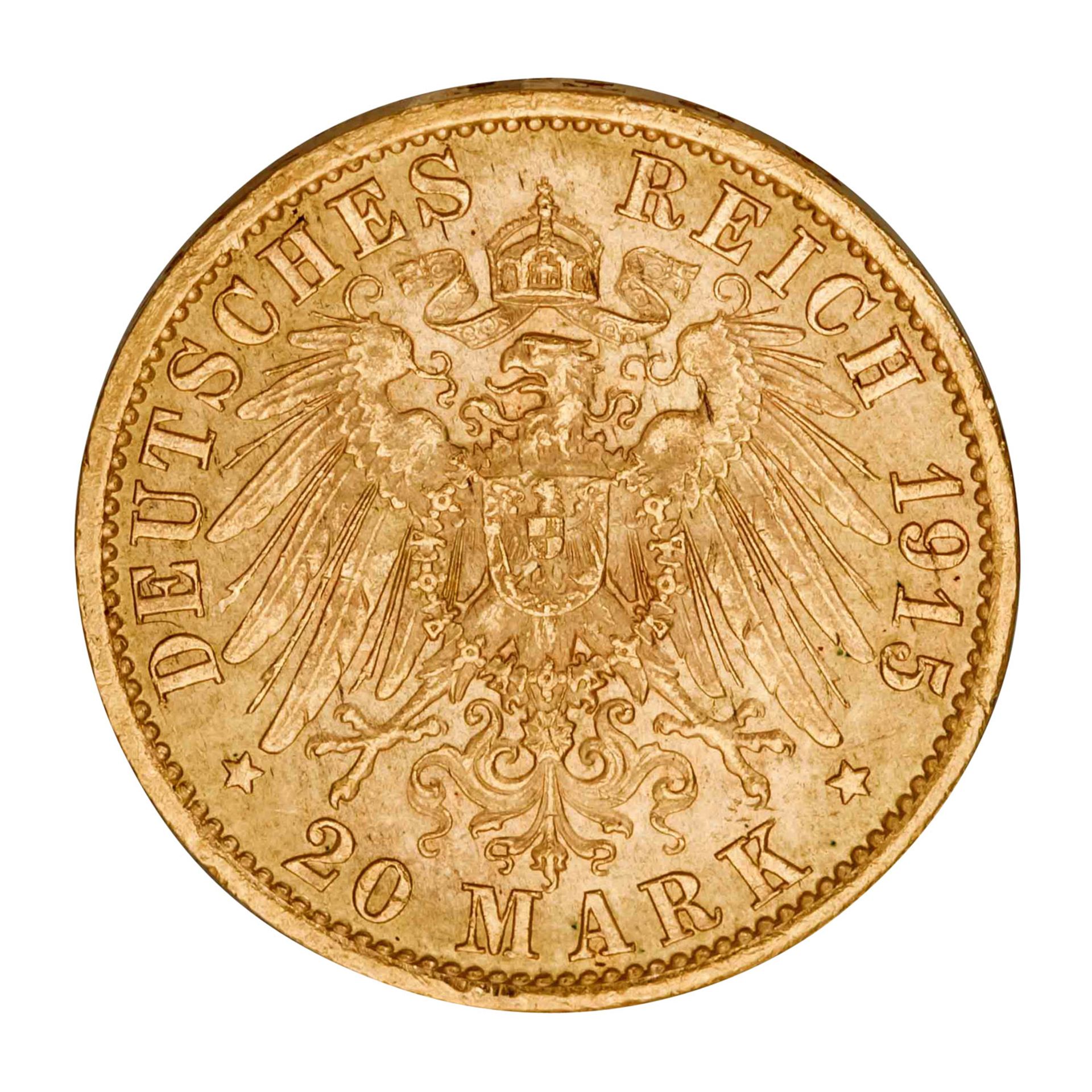 Königreich Preussen/Gold - 20 Mark 1915/A, Kaiser Wilhelm II. (1888-1918) - Bild 2 aus 3