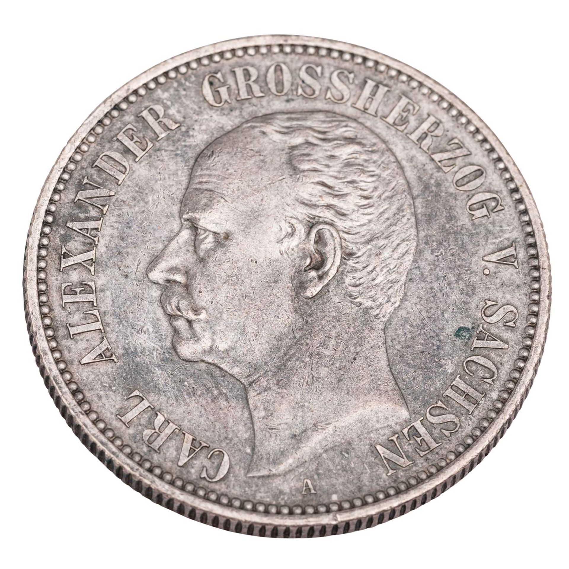 Großherzogtum Sachsen-Weimar-Eisenach/ Silber - 2 Mark 1892/A,  - Bild 2 aus 2