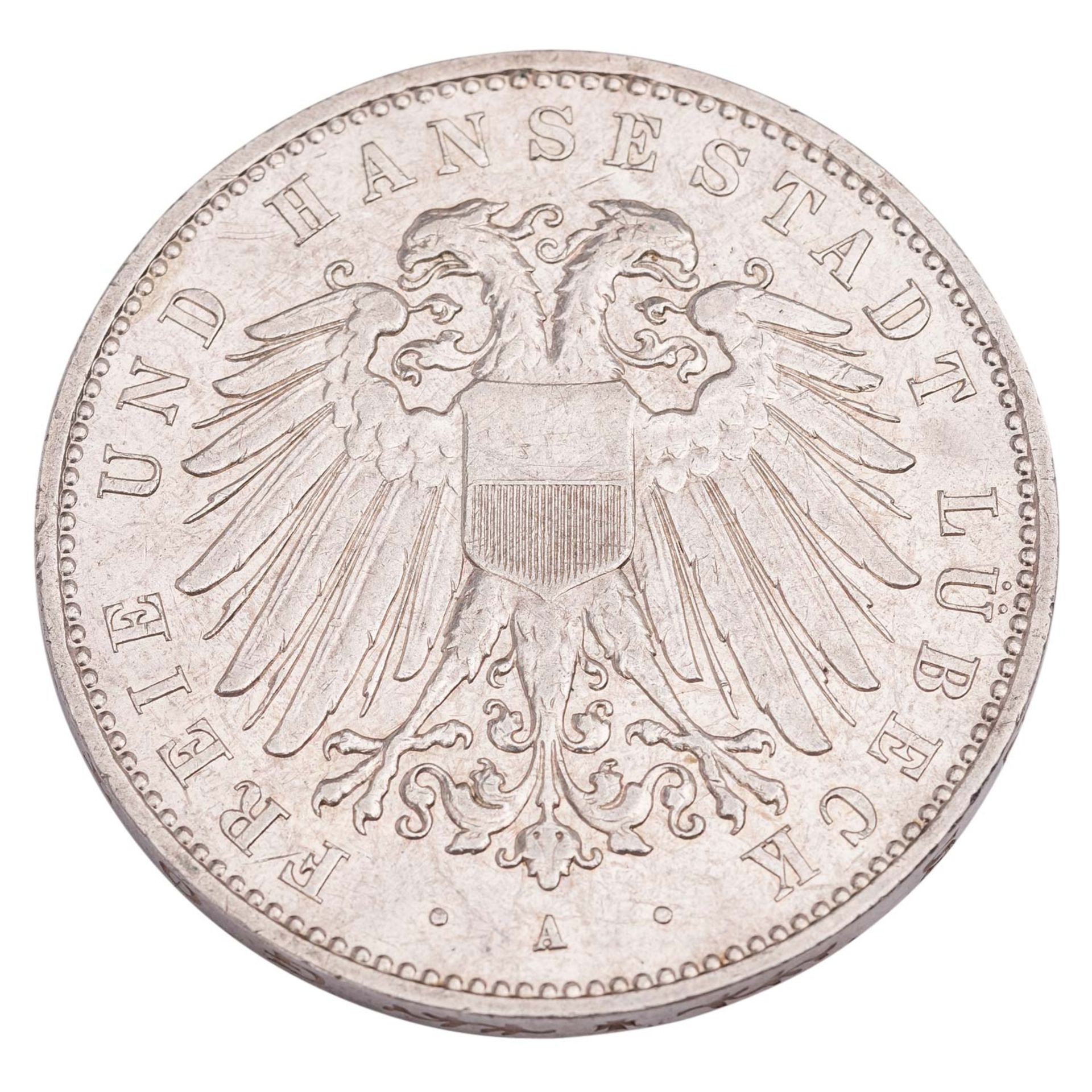 Deutsches Kaiserreich / Hansestadt  Lübeck - 5 Mark 1907, - Bild 2 aus 2
