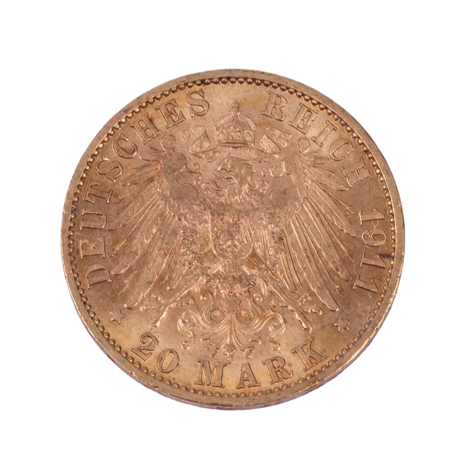 Hessen/GOLD - 20 Mark Ernst Ludwig 1911 A, ss,  - Bild 2 aus 2