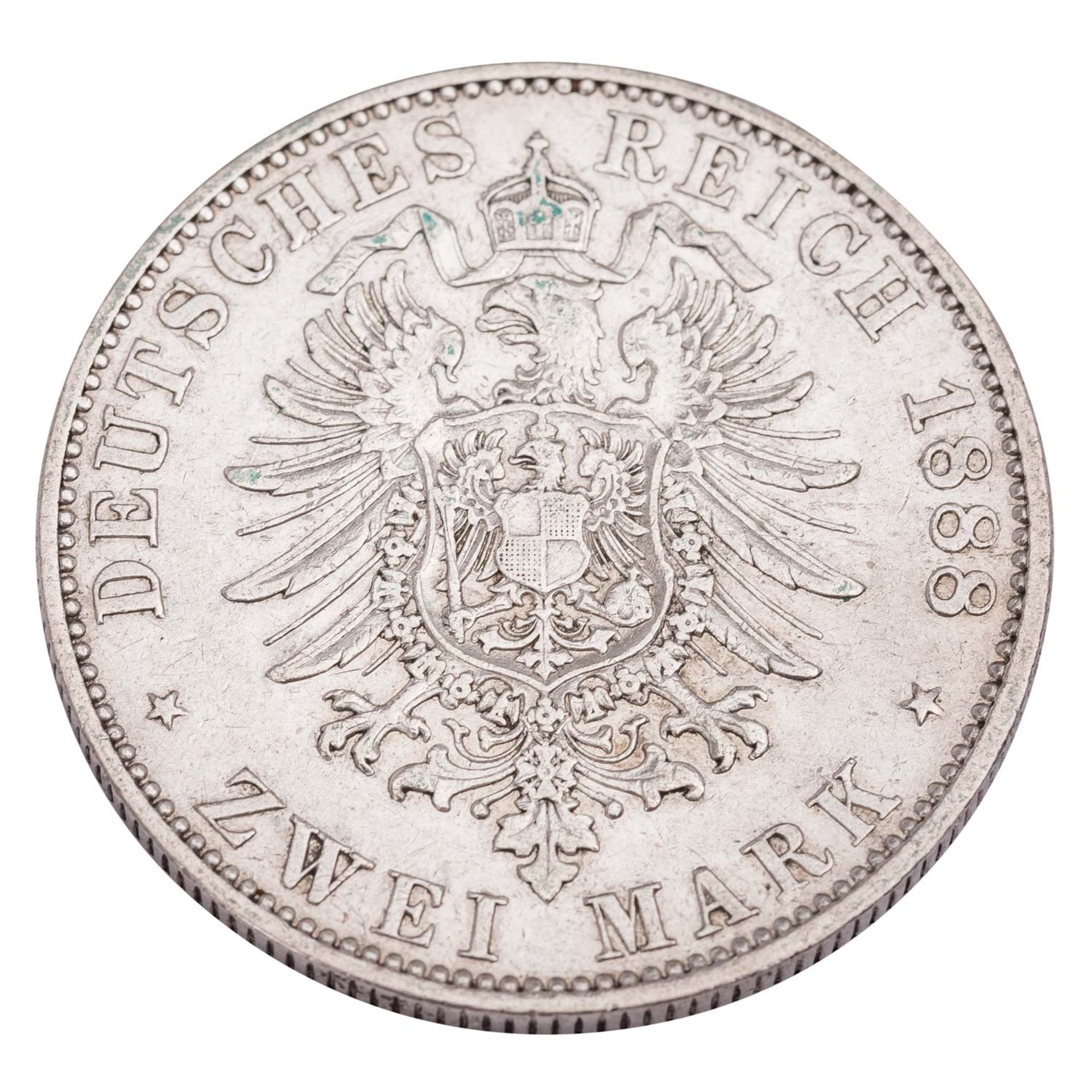 Deutsches Kaiserreich / Hessen - 2 Mark 1888/A, Grossherzog Ludwig IV., - Bild 2 aus 2