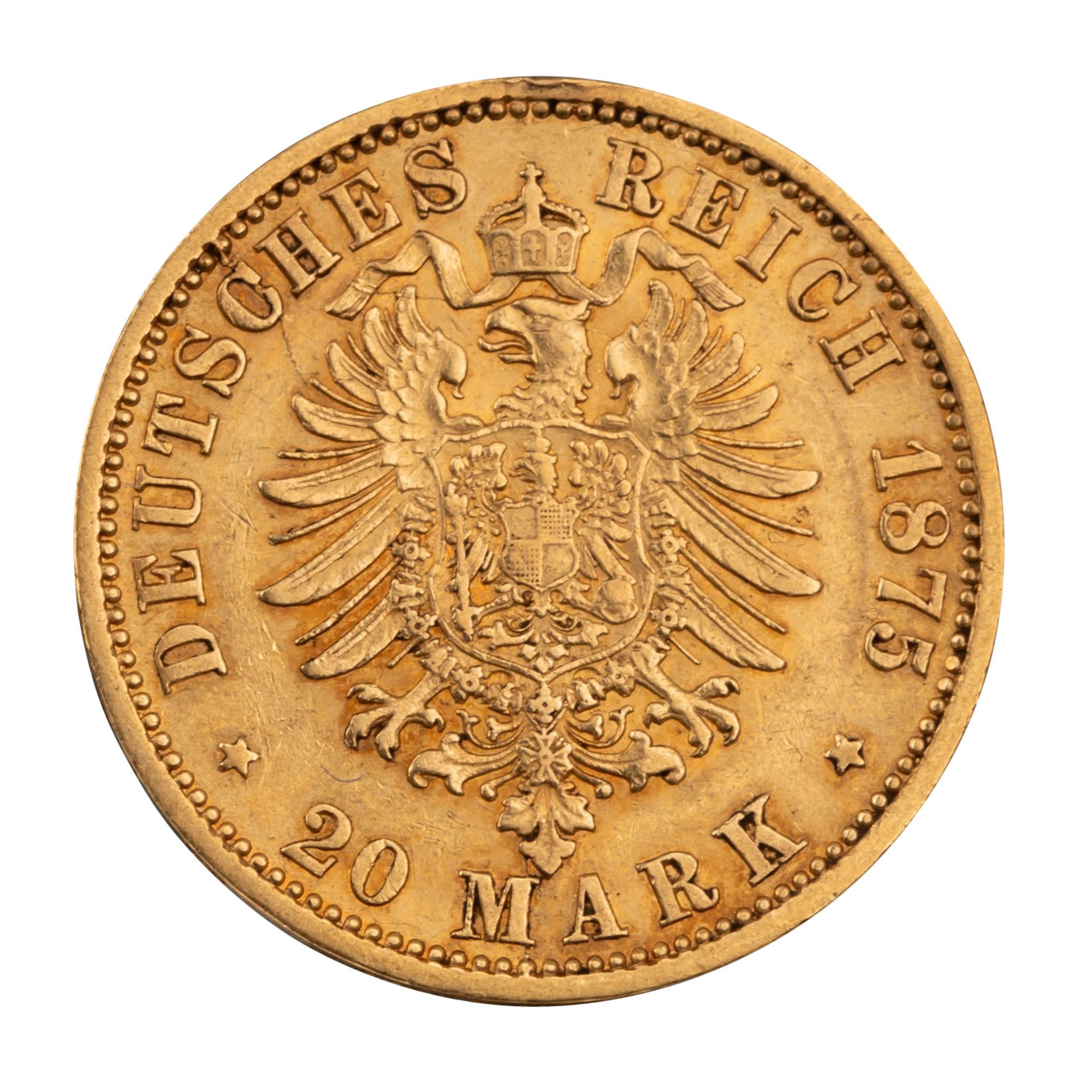 Herzogtum Braunschweig-Lüneburg/Gold - 20 Mark 1875/A, Herzog Wilhelm (1830-1884), - Bild 2 aus 2