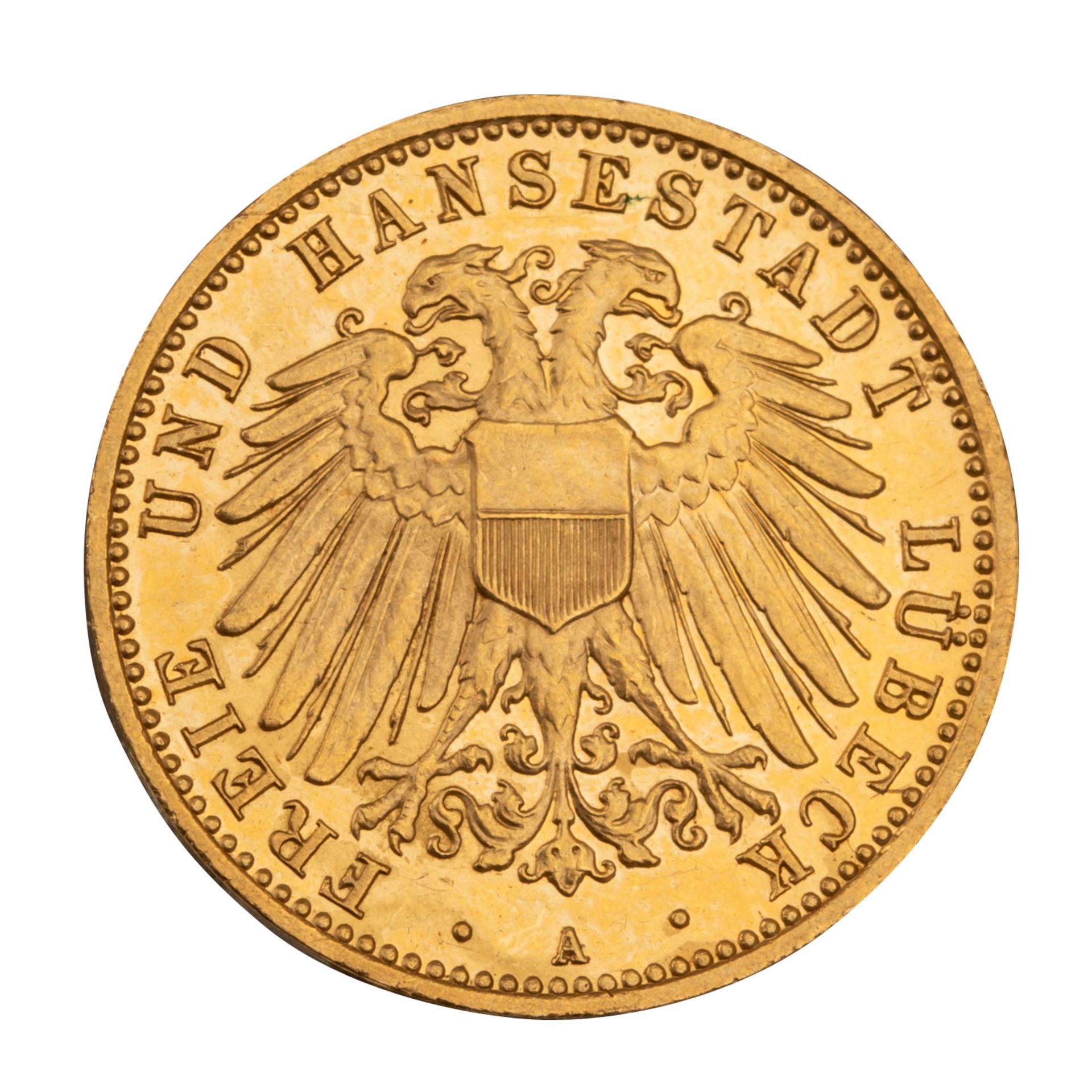 Freie und Hansestadt Lübeck/Gold - 10 Mark 1906/A, - Image 2 of 2