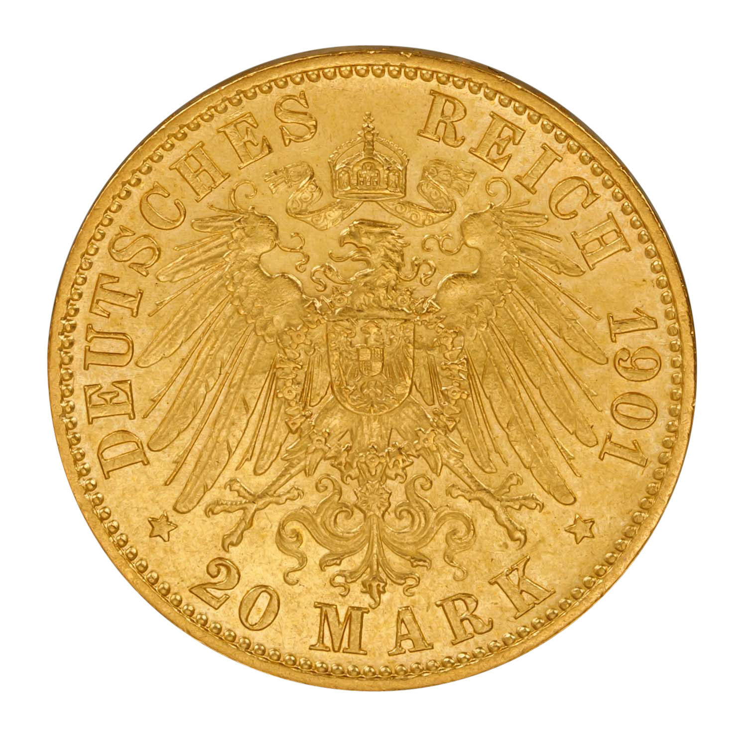 Großherzogtum Mecklenburg-Schwerin/Gold - 20 Mark 1901/A, - Image 2 of 3