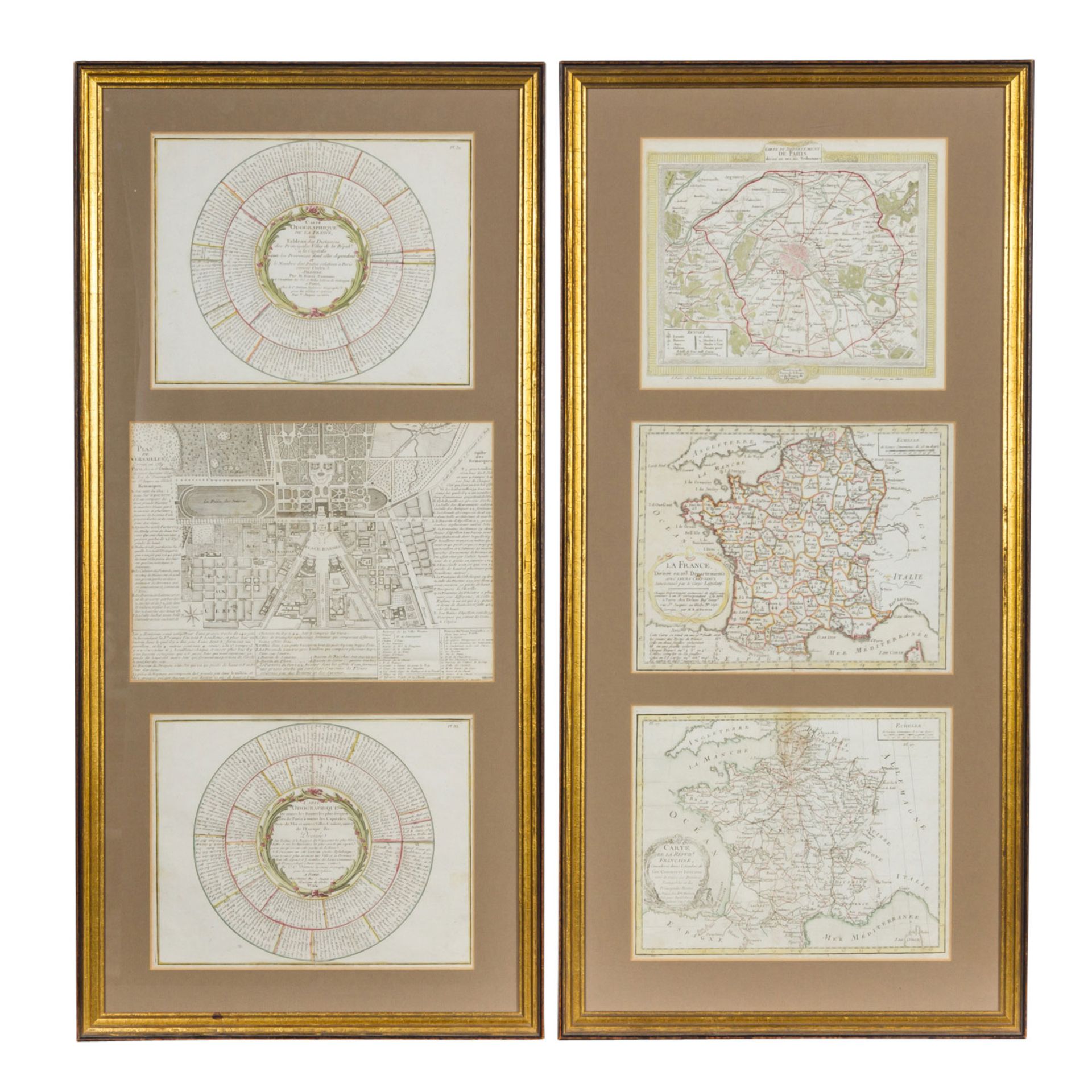 Republik Frankreich - mehrteilige handbemalte Landkarten um Paris und Frankreich um 1800.  - Bild 5 aus 8