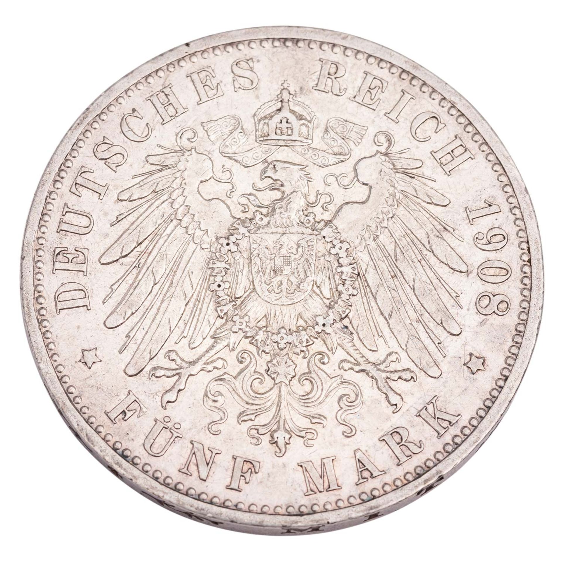 Deutsches Kaiserreich / Hansestadt  Lübeck - 5 Mark 1908, - Bild 2 aus 2