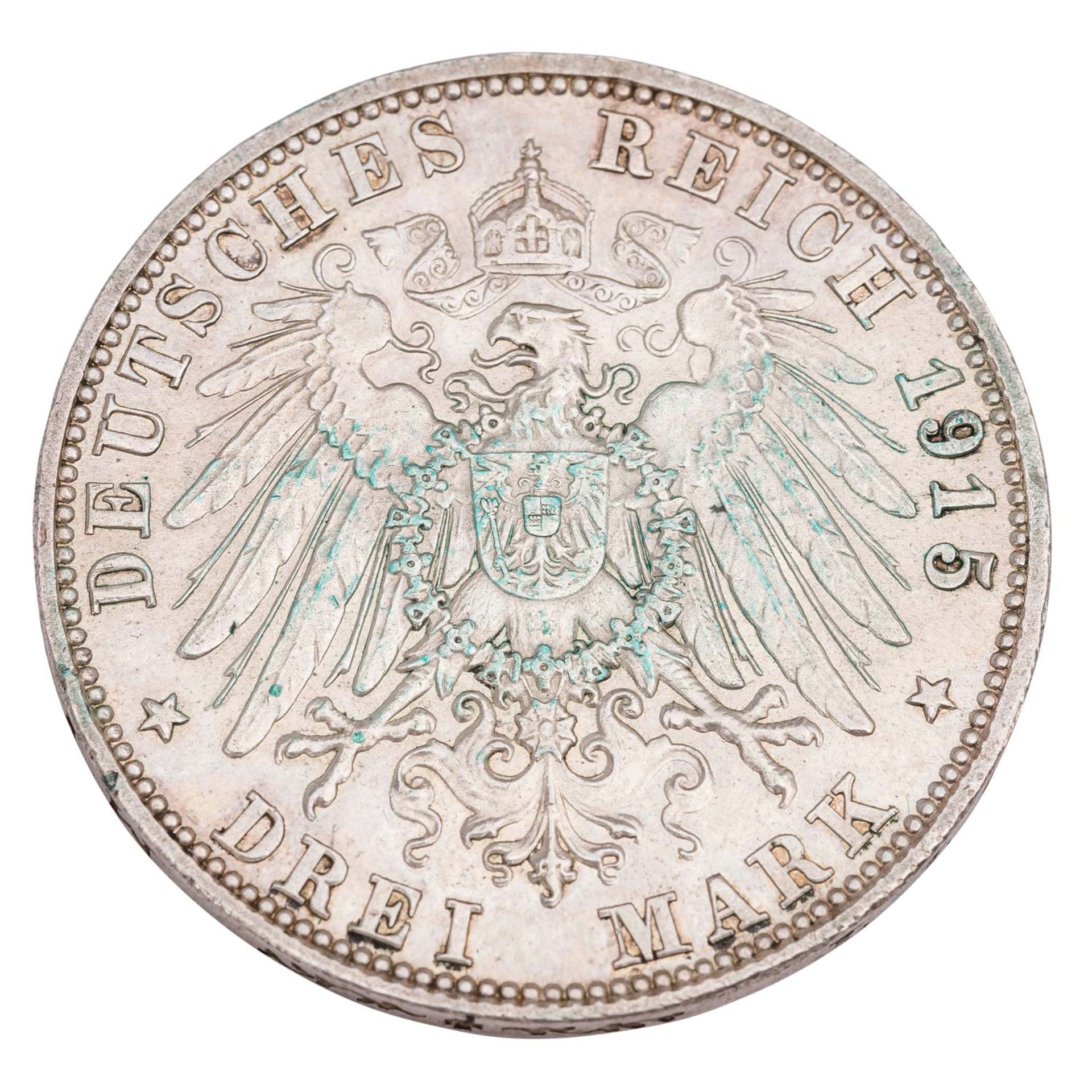 Herzogtum Sachsen-Meinigen/Silber - 3 Mark 1915,  - Bild 2 aus 2