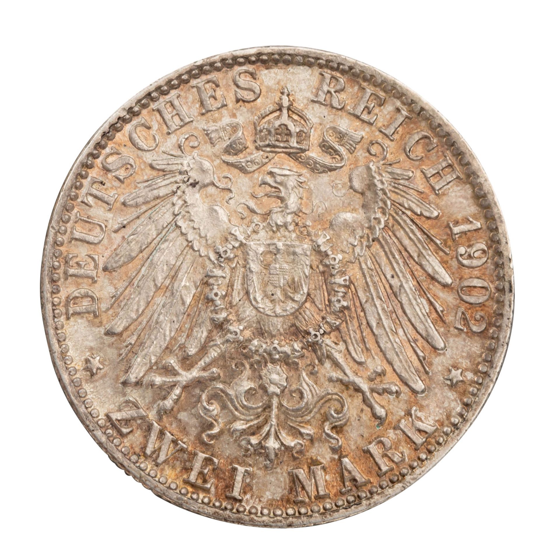 Herzogtum Sachsen-Meiningen/Silber - 2 Mark 1902/D, - Image 2 of 2
