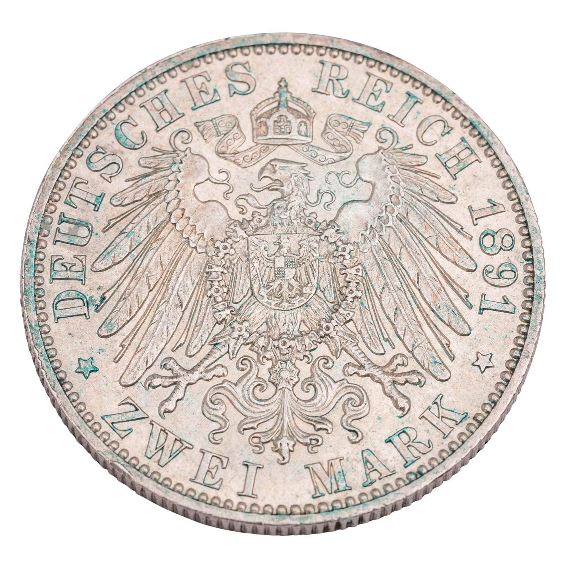 Deutsches Kaiserreich / Hessen - 2 Mark 1891/A, Grossherzog Ludwig IV. - Bild 2 aus 3