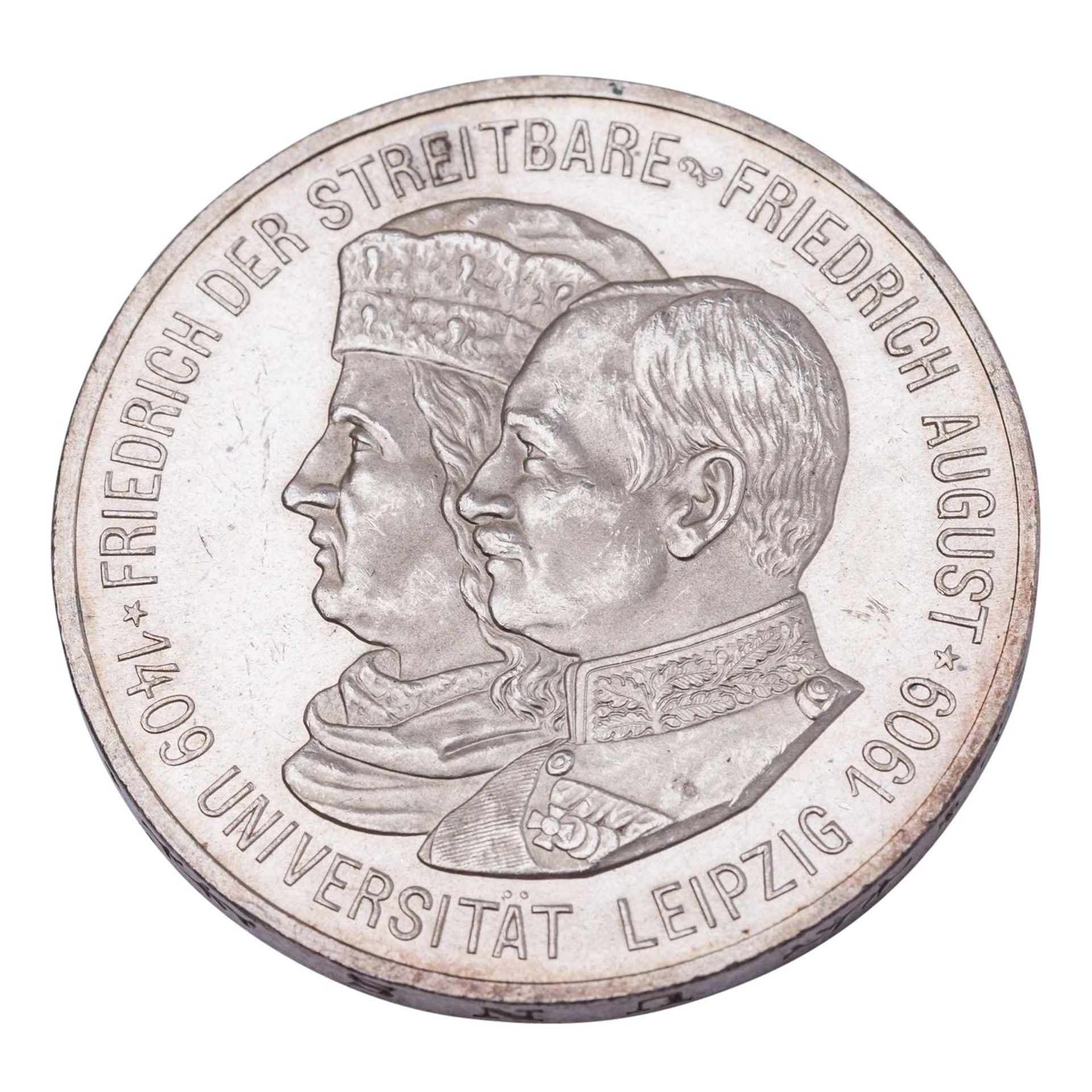 Sachsen/Silber - 5 Mark 1909/E, 500 Jahrfeier der Universität Leipzig,