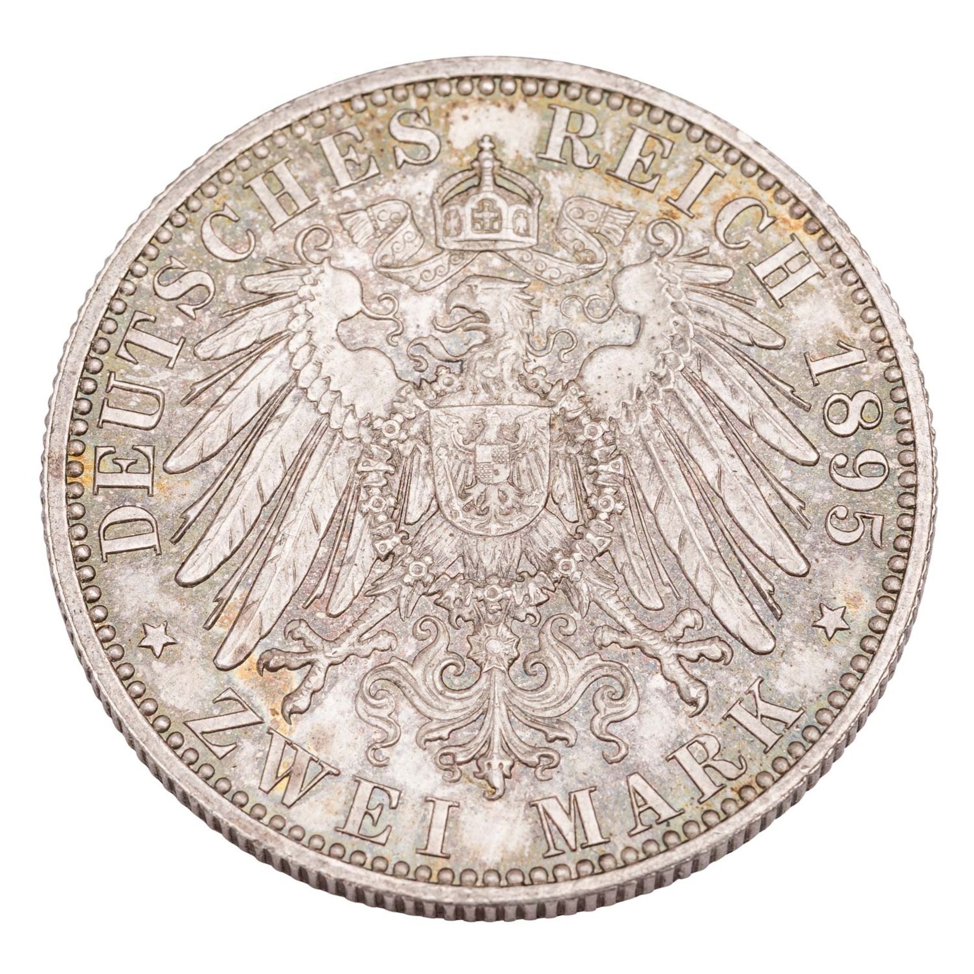 Herzogtum Sachsen-Coburg und Gotha/Silber - 2 Mark 1895/A, Alfred, - Bild 2 aus 2