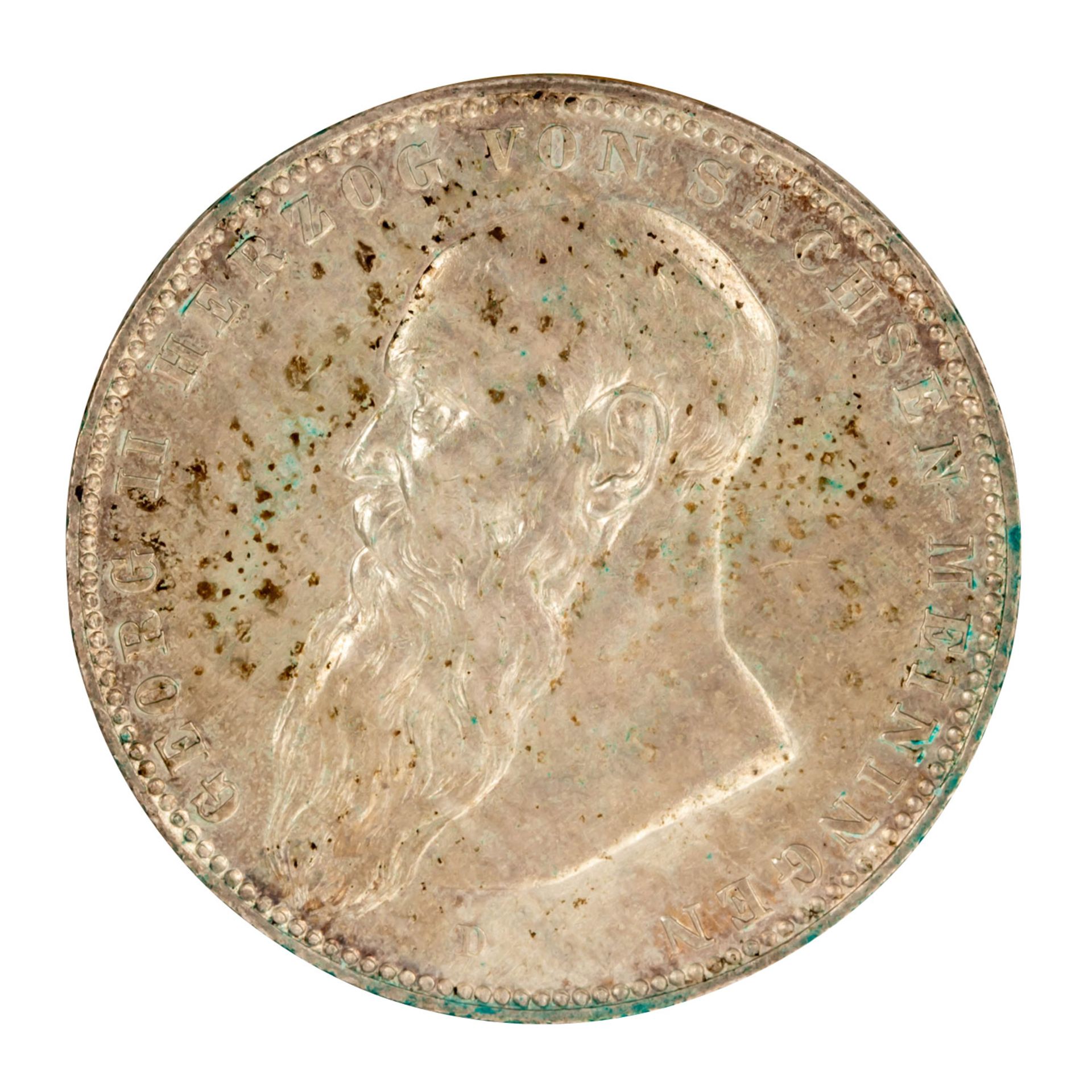 Herzogtum Sachsen-Meiningen/Silber - 5 Mark 1902/D, Herzog Georg II.,