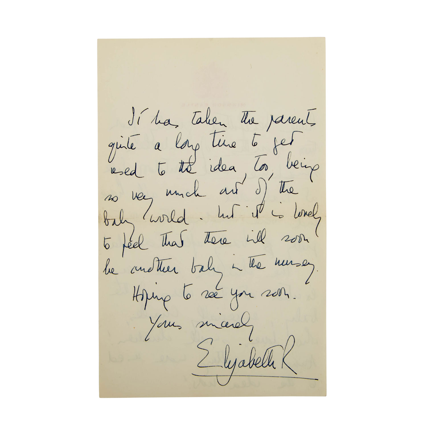 Handgeschriebener und signierter Brief von Queen Elizabeth II. (1926 – 2022) an ihre Hebamme „Rowie“ - Image 5 of 6