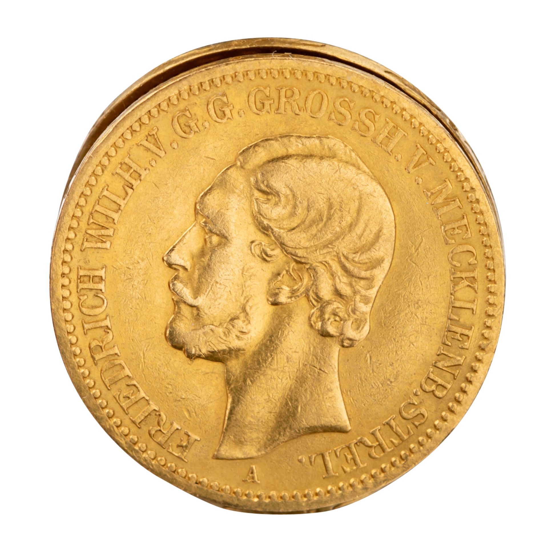 Großherzogtum Mecklenburg-Strelitz/Gold - 10 Mark 1880/A, - Bild 2 aus 2