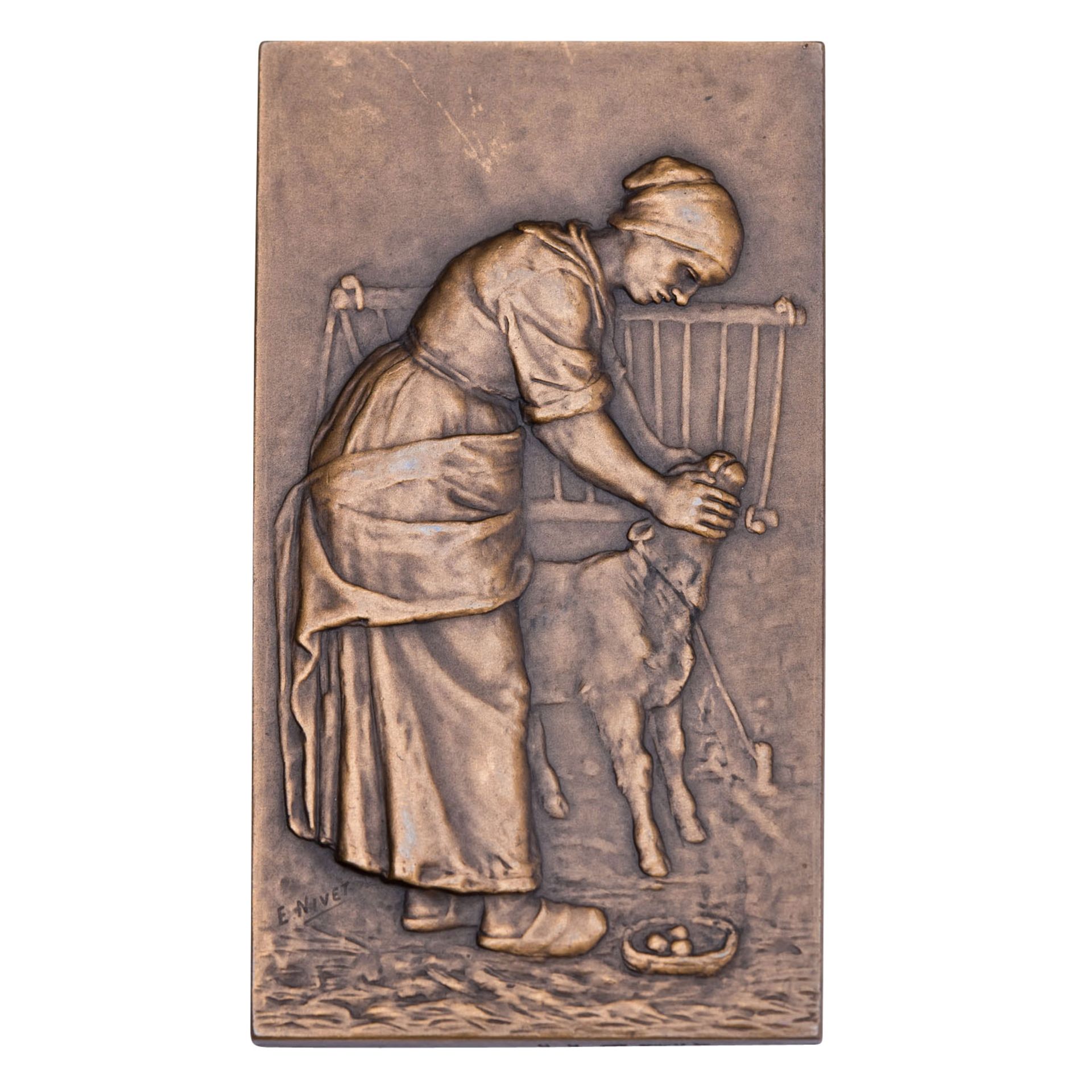 Frankreich - Bronzeplakette o.J. (1914), Nivet, Ernest (1871 - 1948), - Image 2 of 2