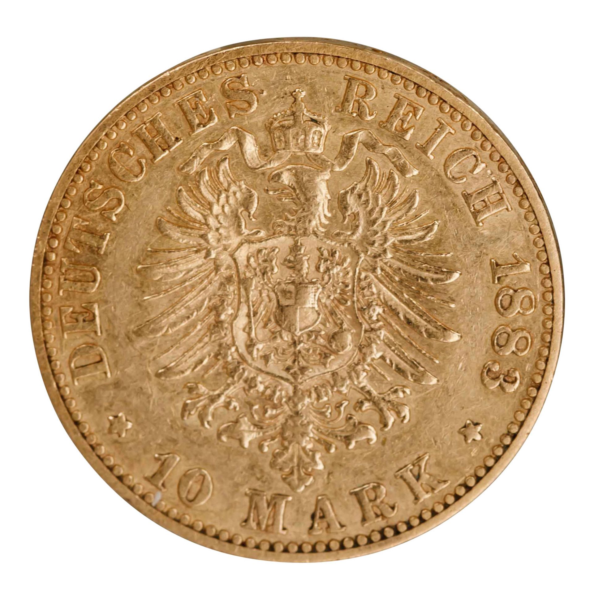 Preussen/Gold  - 10 Mark 1883/A, Wilhelm I., - Bild 2 aus 3