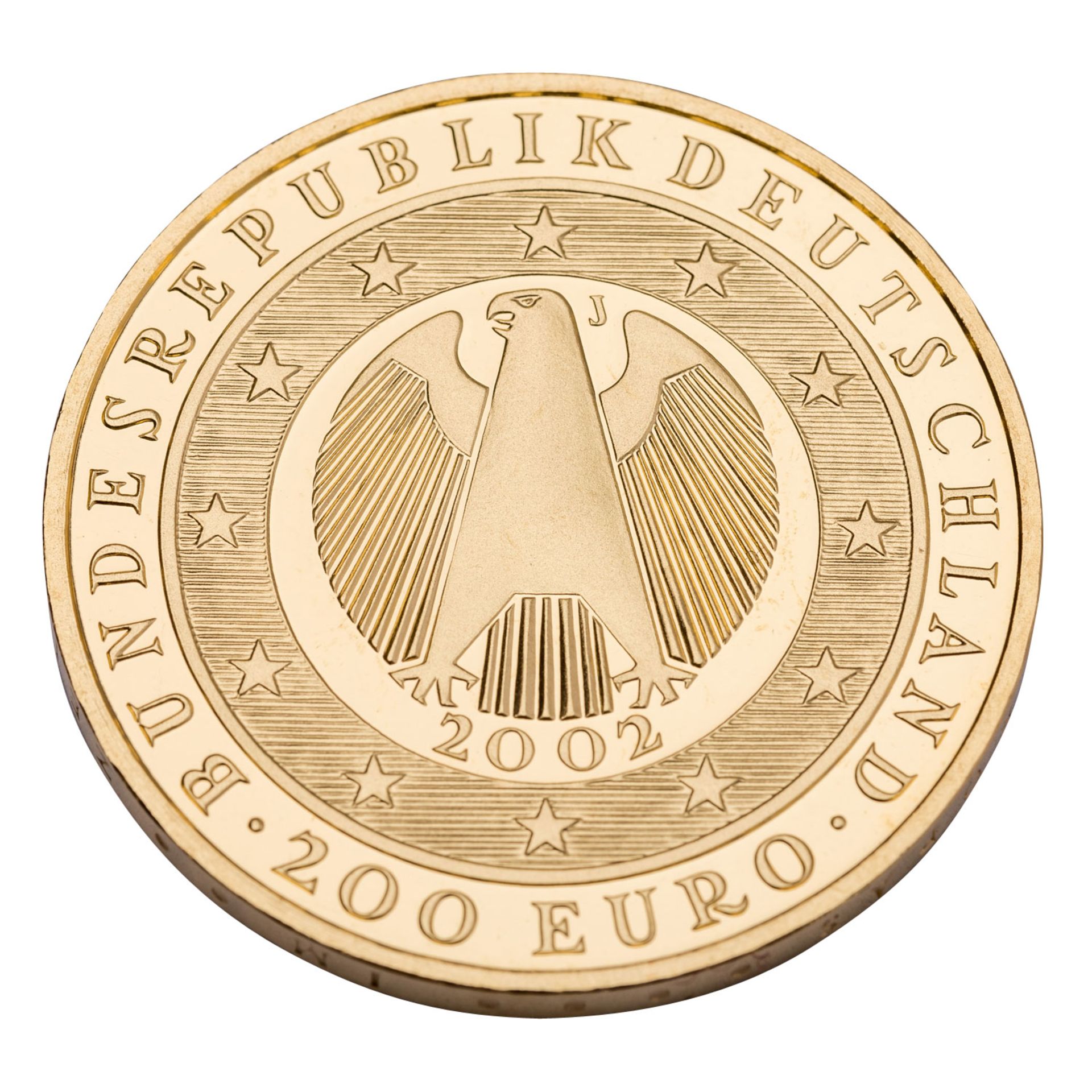 BRD - 200 Euro 2002/J, Währungsunion, GOLD,  - Bild 2 aus 3