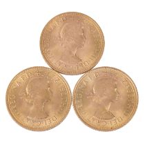 Großbritannien /GOLD-Lot 3 x Elisabeth II. 1 Sovereign, insg. Feingold ca. 21,9 g