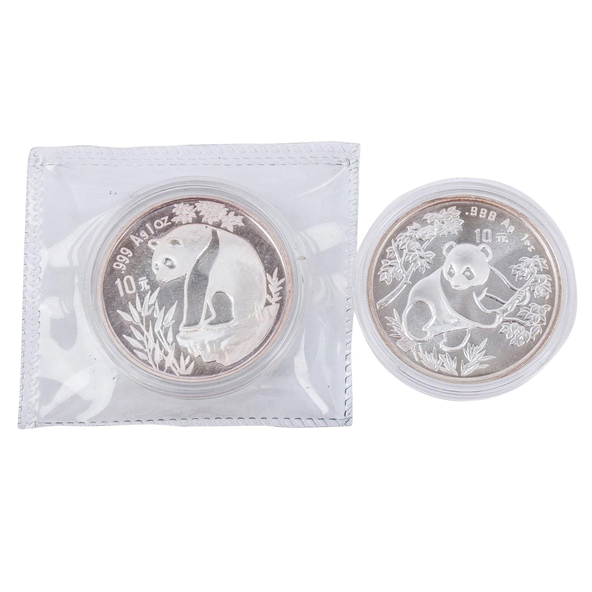 China /SILBER - 2 x 10 Yuan Panda à 1 oz 1992 / 1993