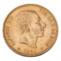 Spanien /GOLD - Alfonso XII, 25 Pesetas 1881-M