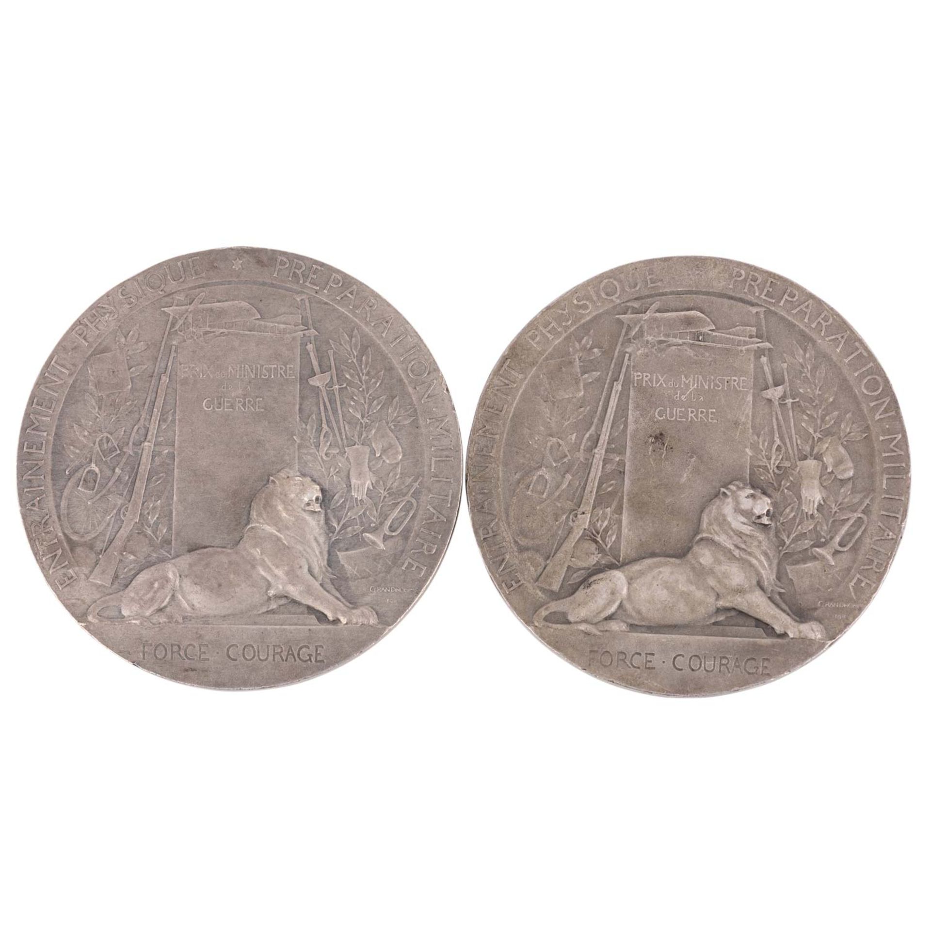 2 x Frankreich - Silbermedaille o.J. (1911), Prämie des Kriegsministeriums, - Bild 2 aus 2