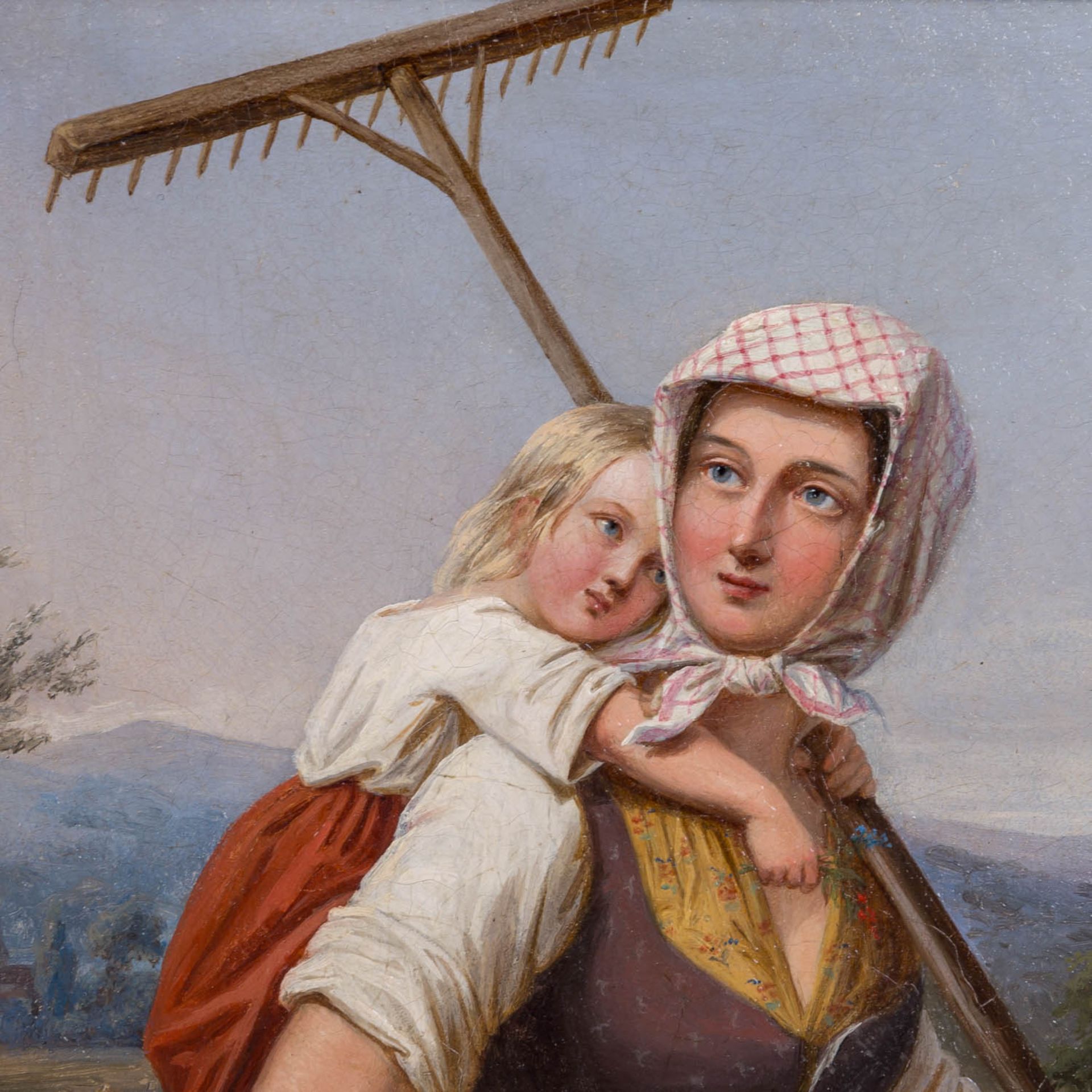 BERGER, GOTTLOB (act.1832-1862) "Mutter und Tochter von der Ernte zurück" 1849 - Bild 4 aus 8