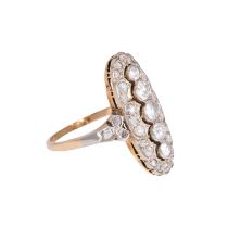 Ring mit Altschliffdiamanten und Diamantrosen von zus. ca. 1 ct,
