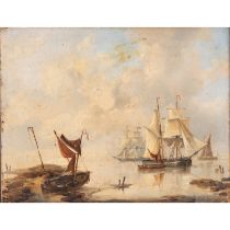 VERBOECKHOVEN, LOUIS (wohl der Ältere, 1802-1889), "Segelschiffe vor der Küste",