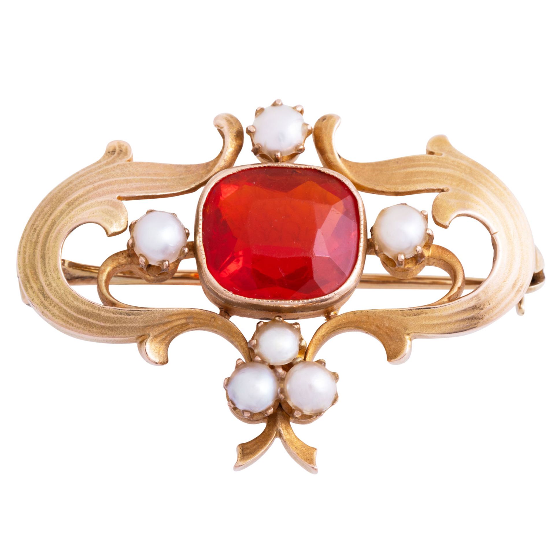 Jugendstil Brosche mit Feueropal - Bild 4 aus 5