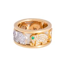 Drehring "Elefanten" mit Brillanten von zus. ca. 1 ct,