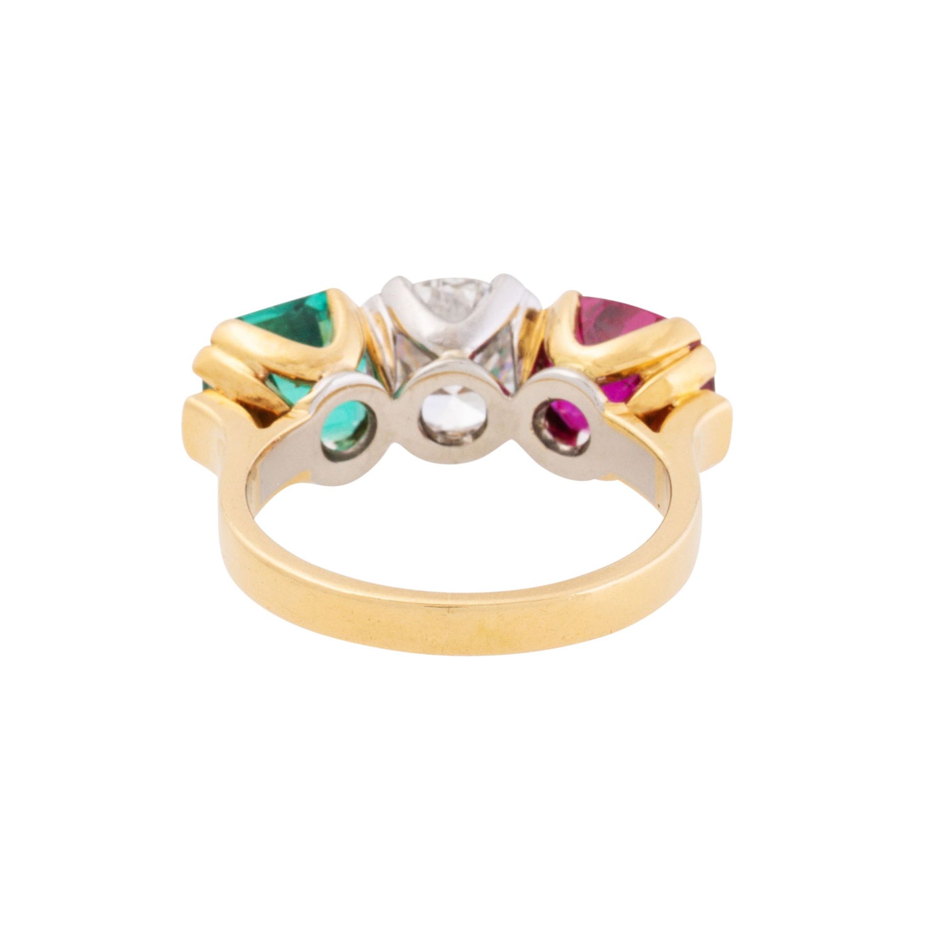Ring mit Brillant, Smaragd und Rubin, - Image 4 of 7