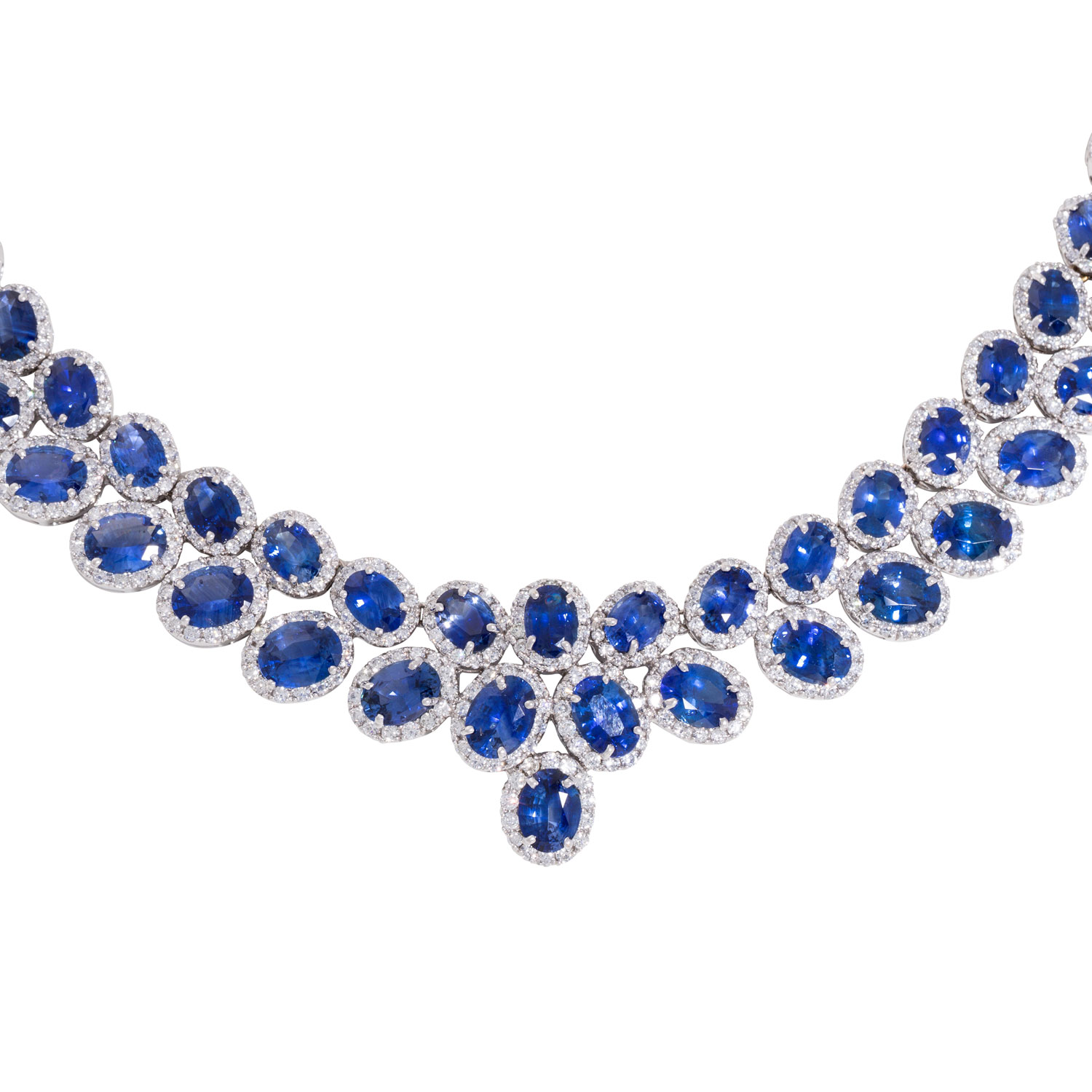 Collier mit hochfeinen ovalen Saphiren und Brillanten zus. ca. 16 ct, - Image 2 of 8