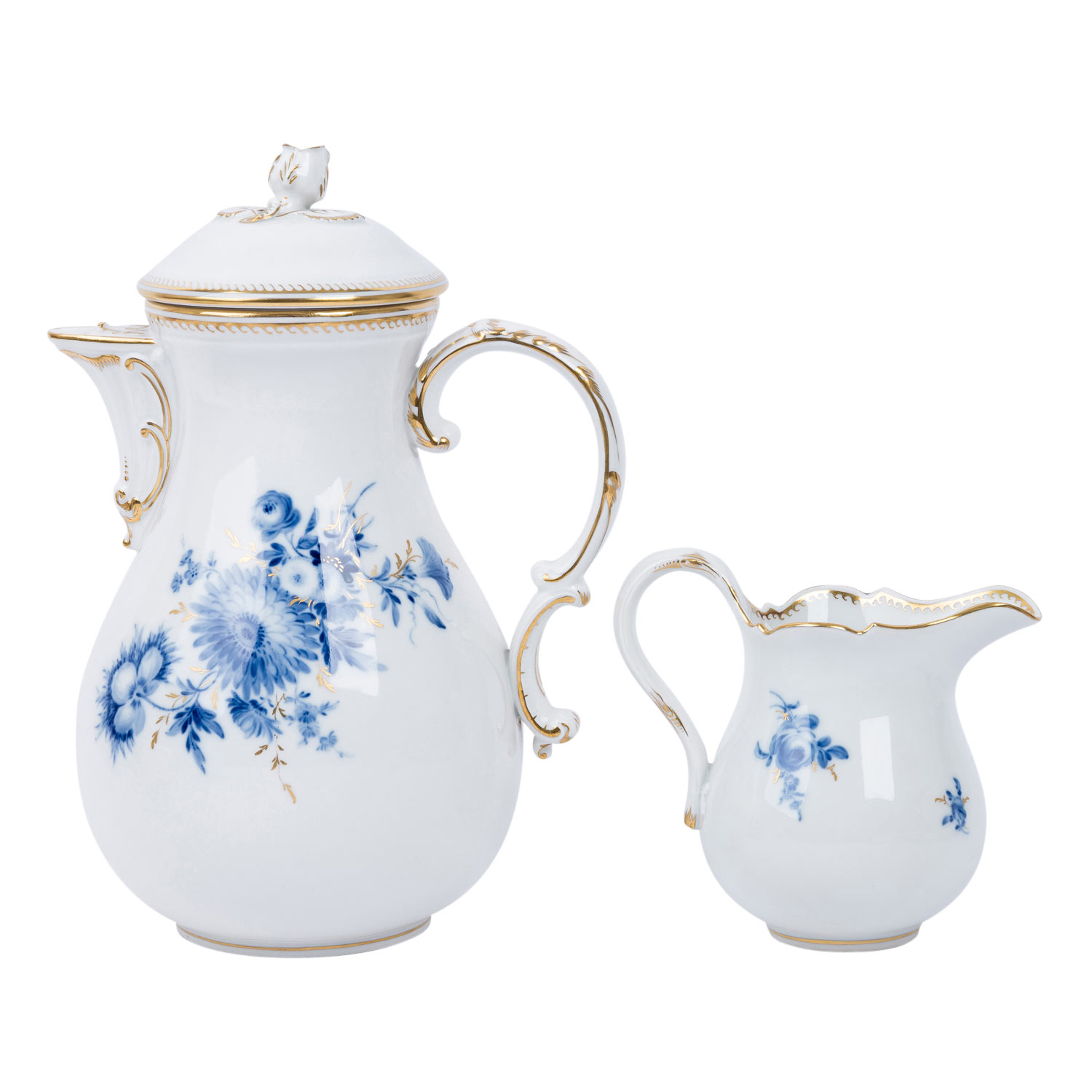 MEISSEN 27-tlg. Frühstückservice f. 6 Personen 'Blaue Blume mit Goldgräsern', 1. Wahl, 20. Jh. - Image 2 of 6