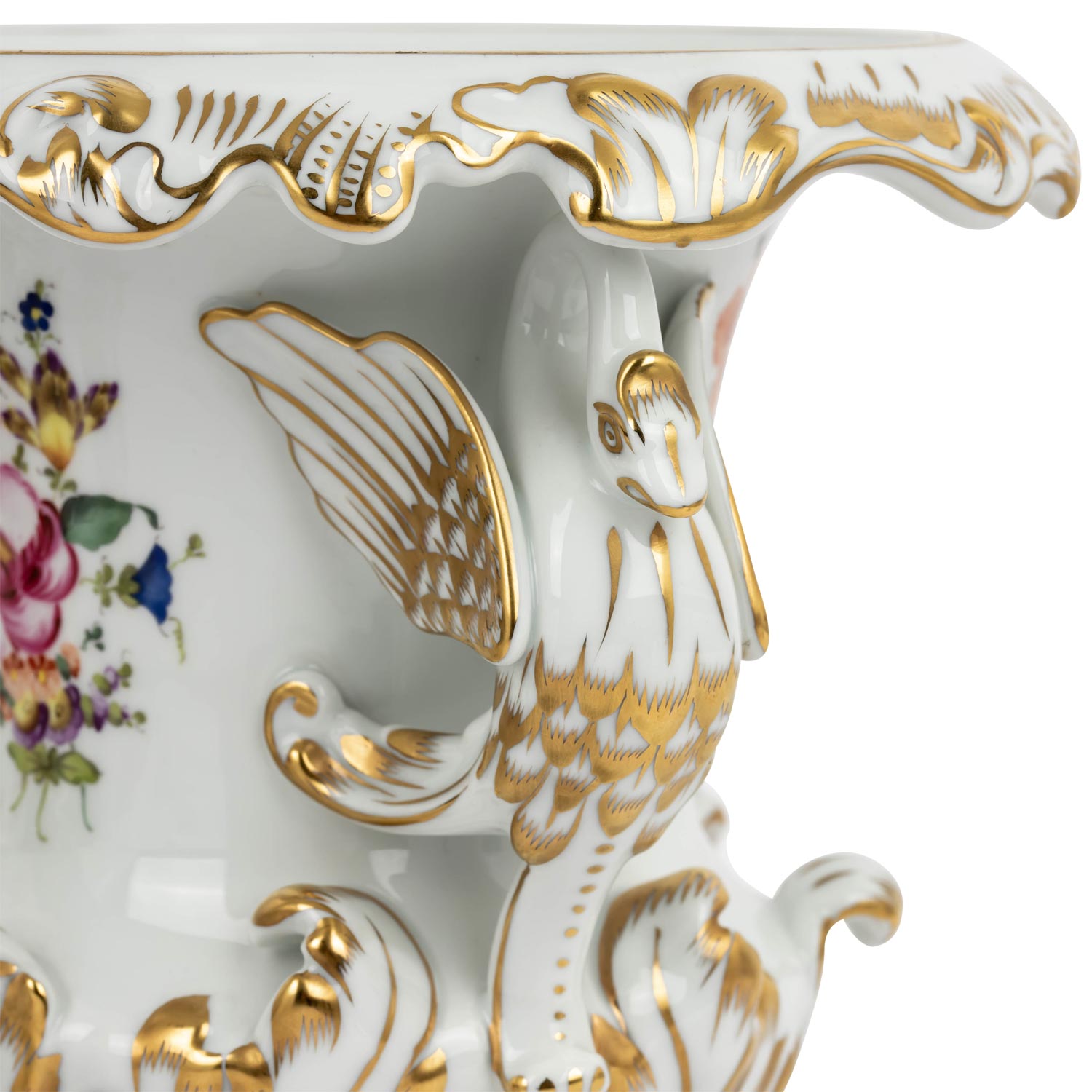 MEISSEN, Große Schlangenhenkelvase mit Blumenbouquet, vor 1924, - Image 2 of 9