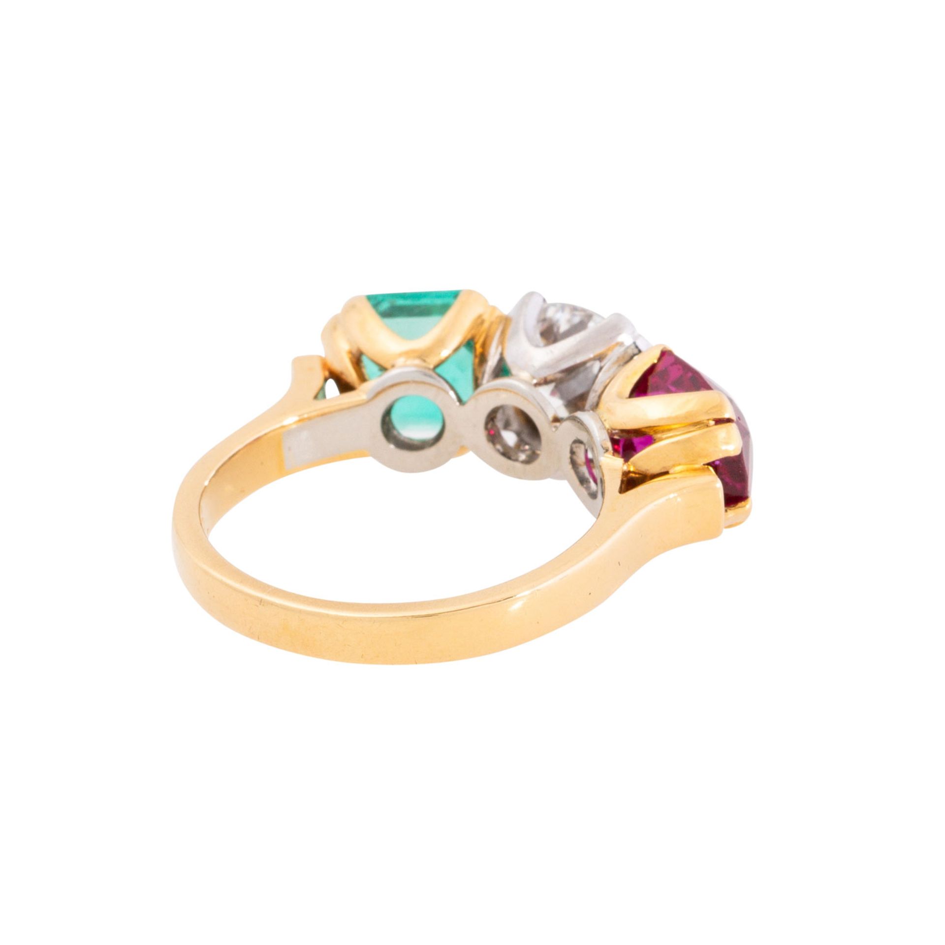 Ring mit Brillant, Smaragd und Rubin, - Image 3 of 7