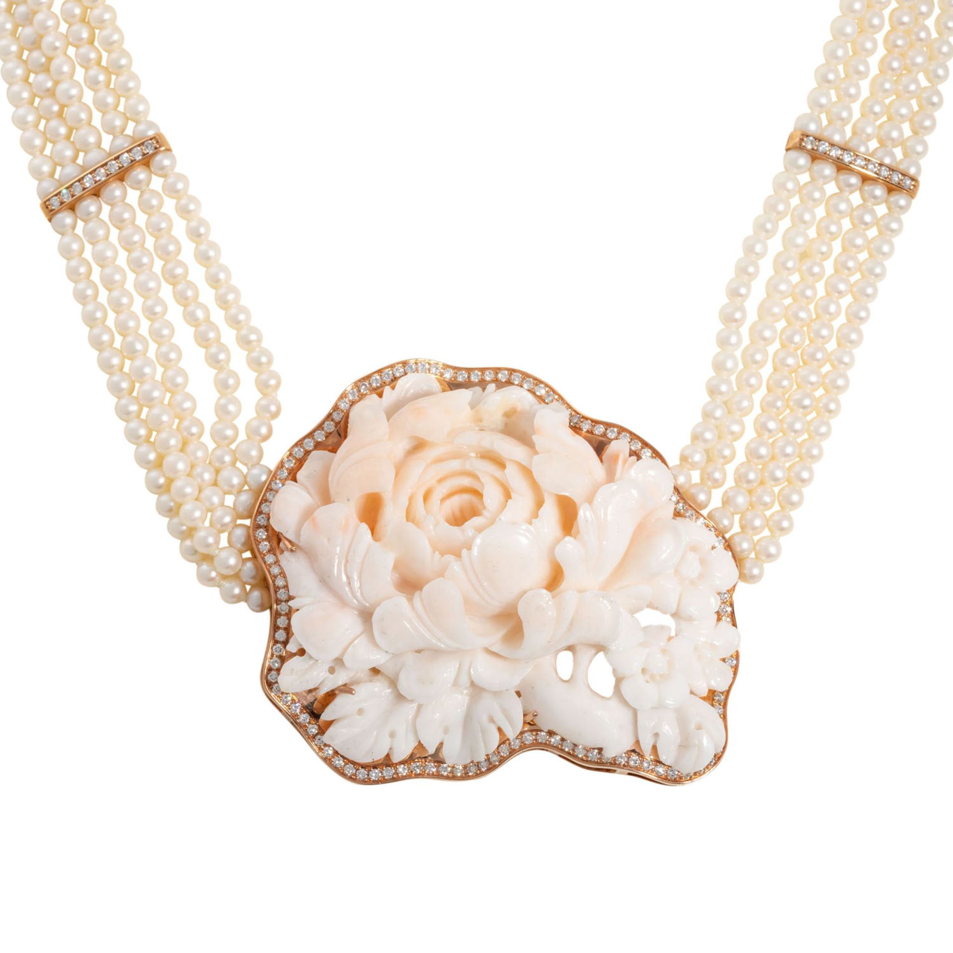 Collier "Rose" mit Mittelteil aus geschnittener Engelshautkoralle - Image 2 of 5