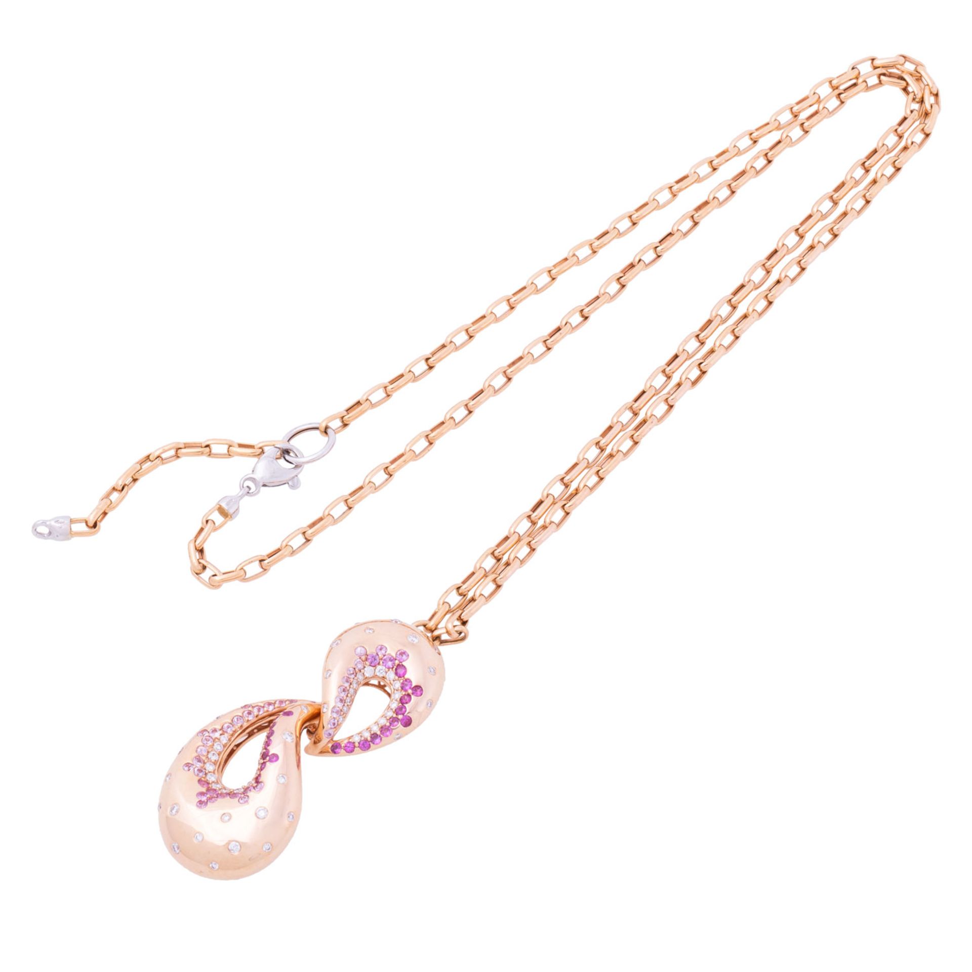 Collier mit pinkfarbenen Saphiren und Brillanten - Bild 3 aus 5