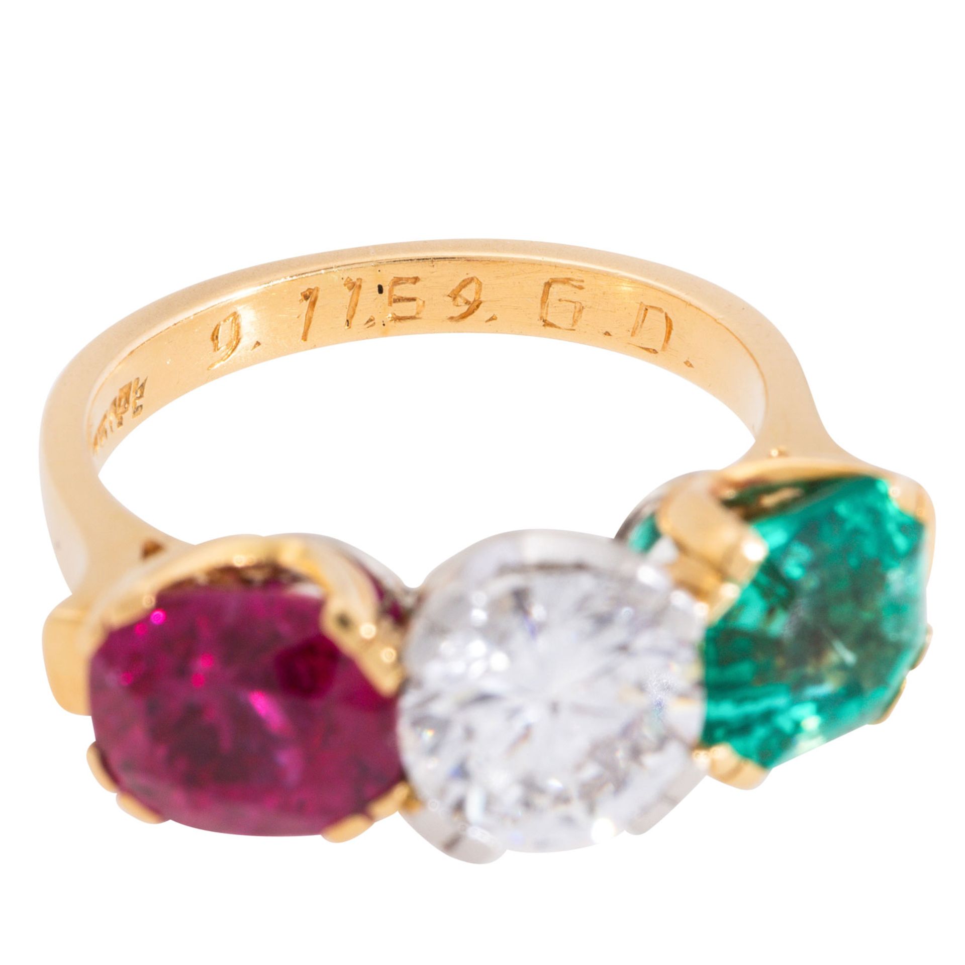 Ring mit Brillant, Smaragd und Rubin, - Image 5 of 7
