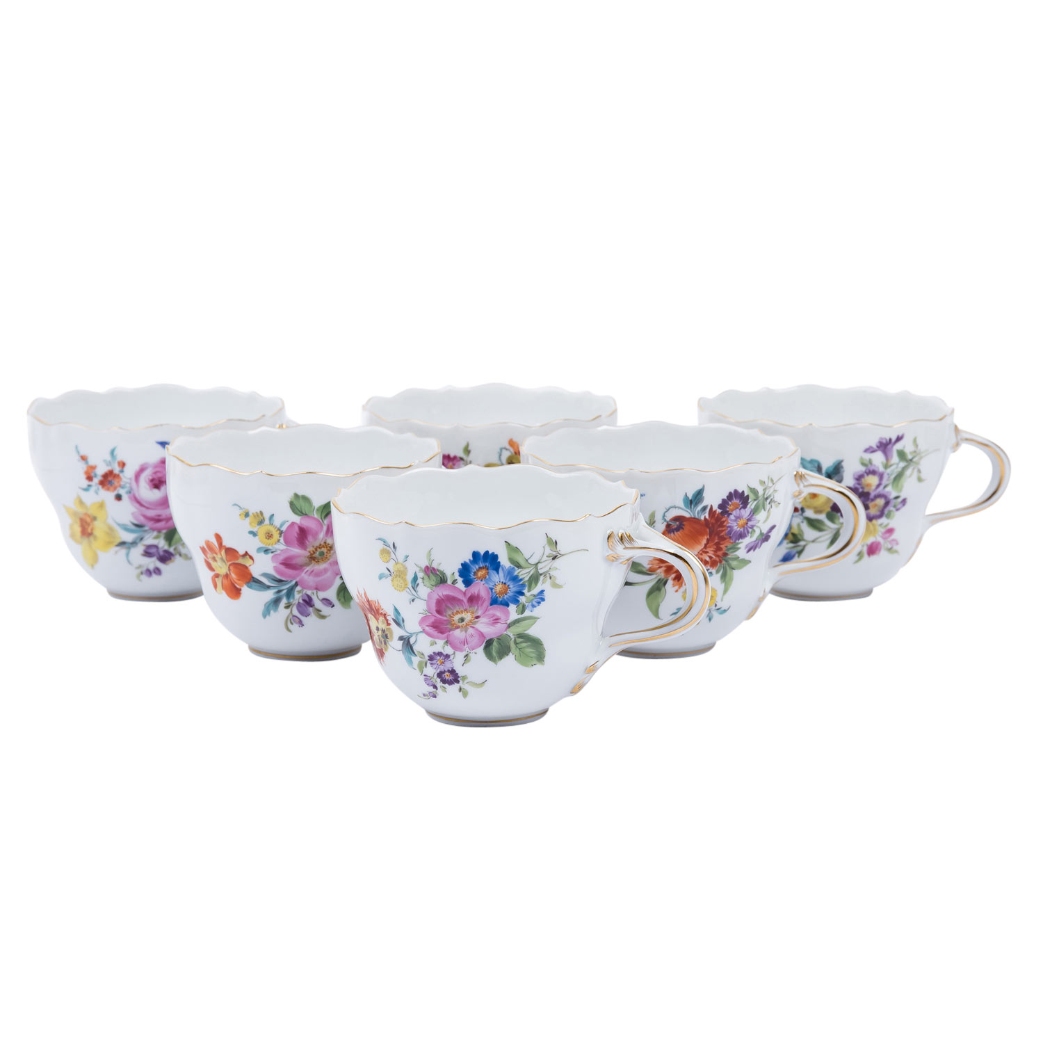 MEISSEN 21-tlg. Kaffeeservice 'Blumenmalerei', 1. Wahl, 20. Jh. - Image 2 of 6