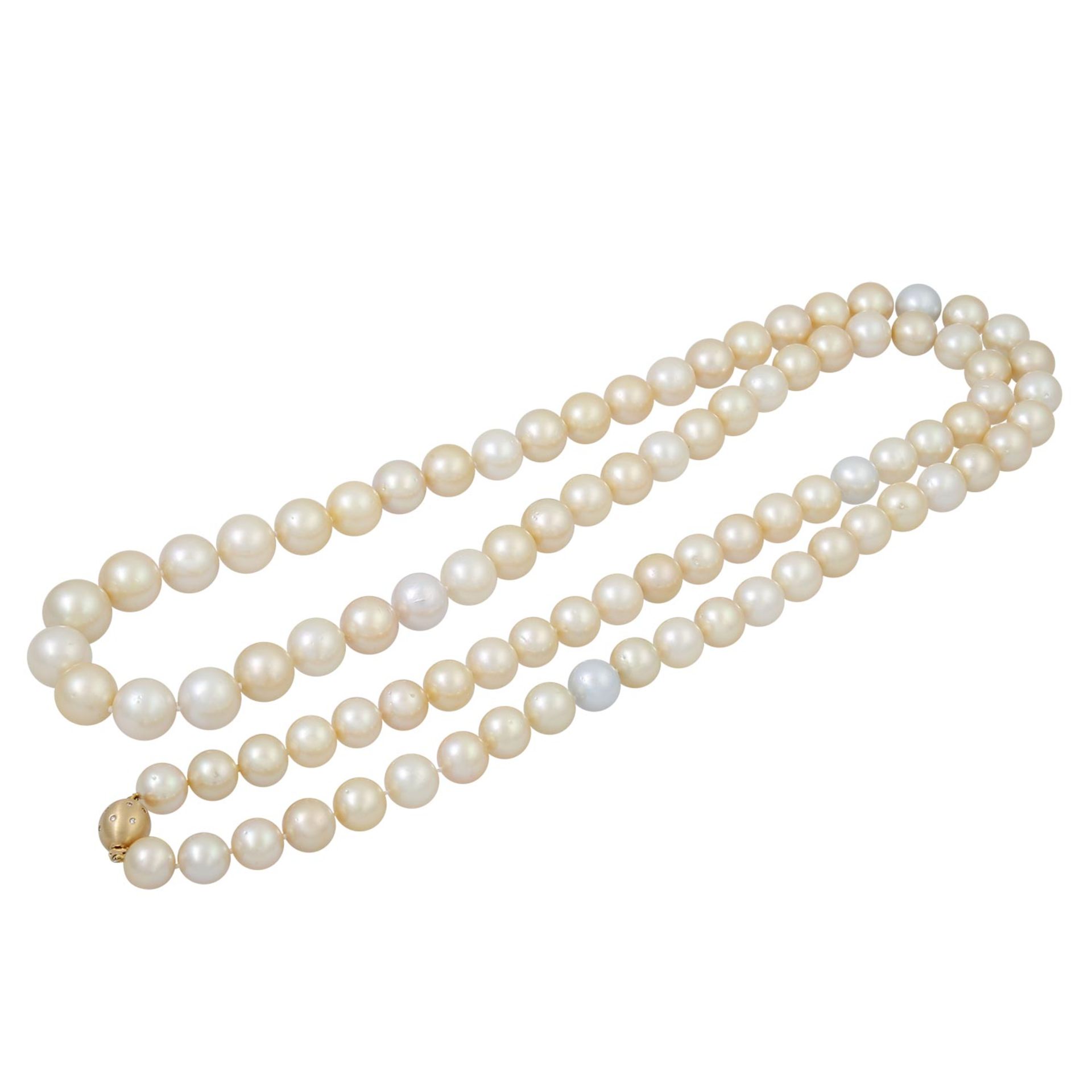 AUTORE Südsee-Perlenkette mit 89 feinen Perlen in zarten goldtönen, - Bild 3 aus 5
