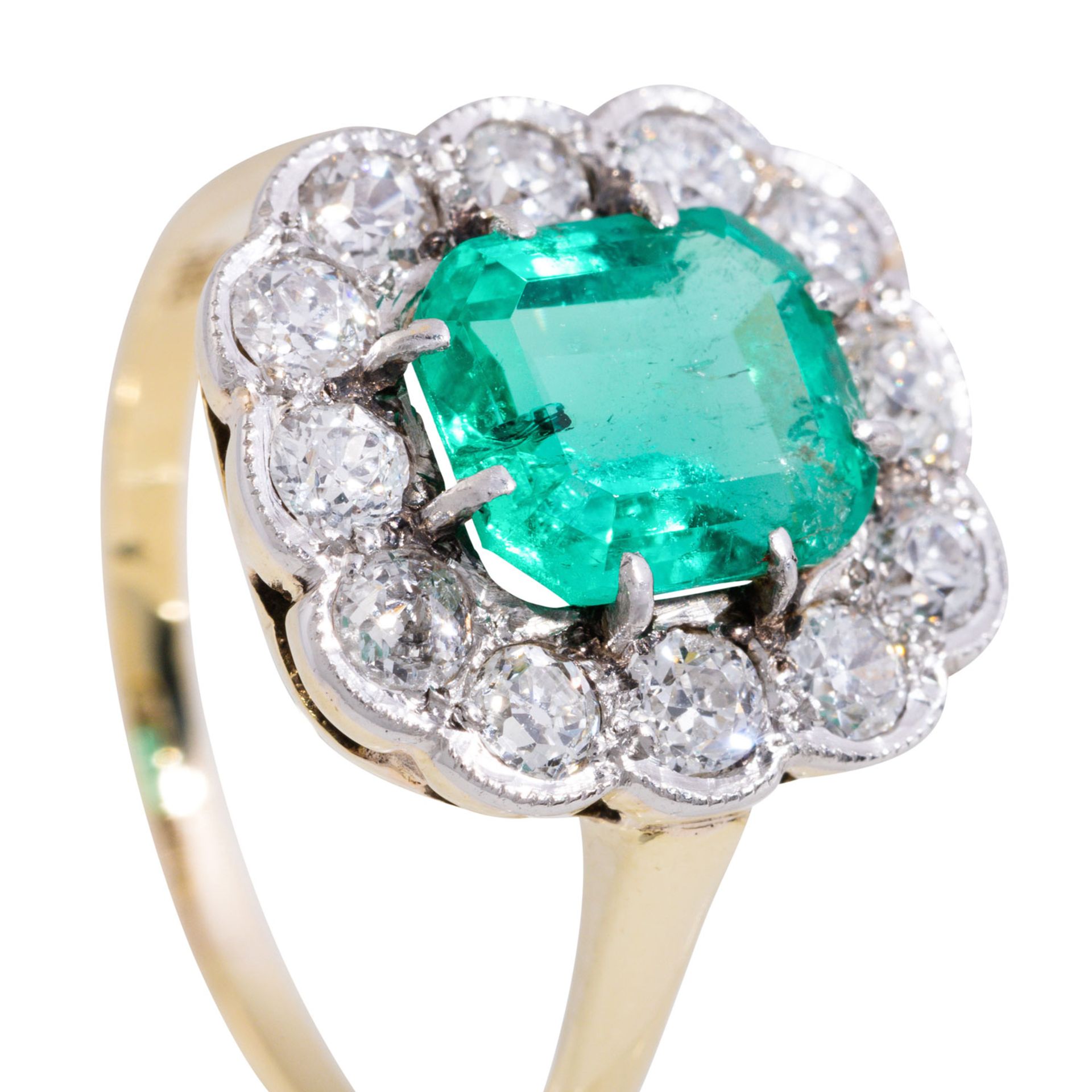 Ring mit feinem Smaragd und Altschliffdiamanten - Bild 5 aus 5